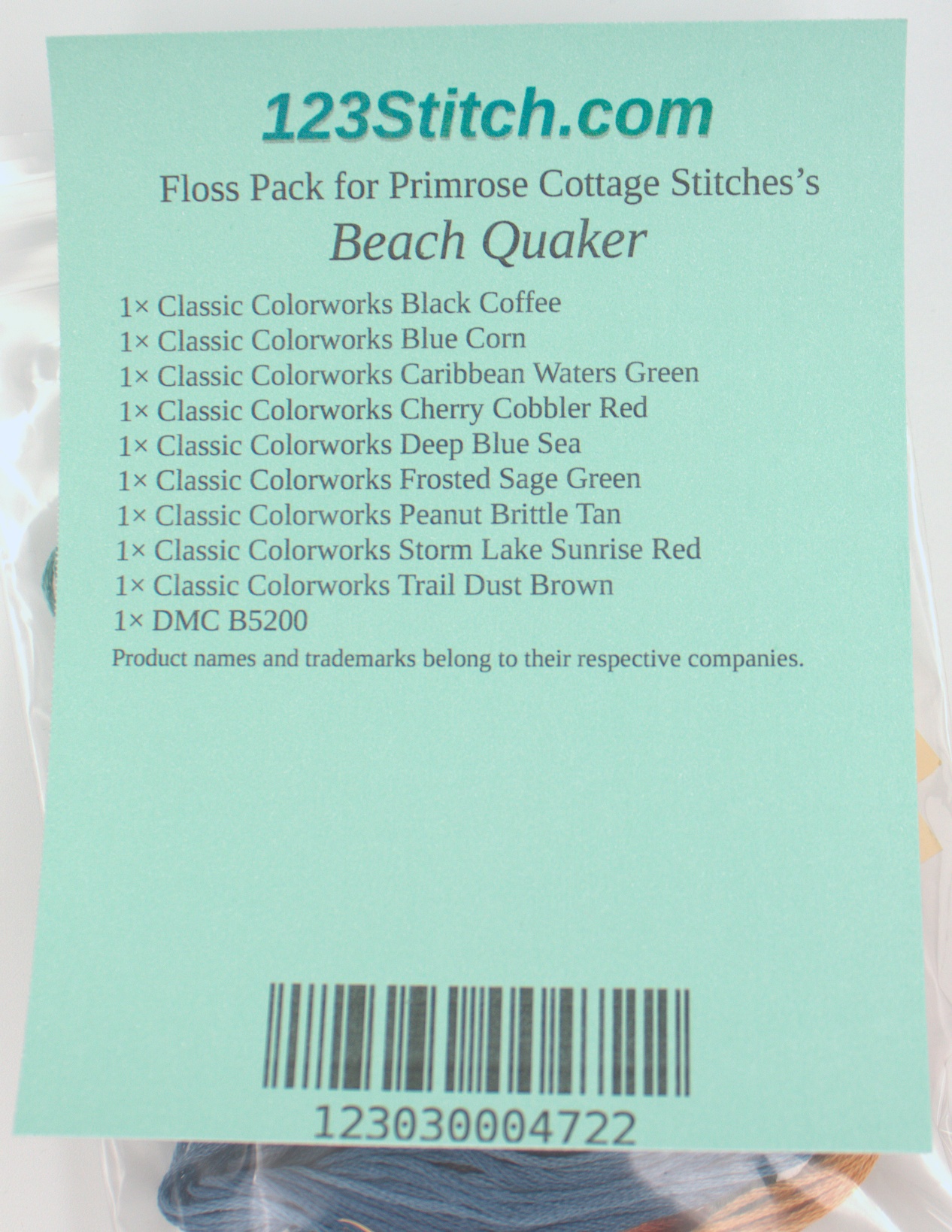 Floss Pack for "Beach Quaker", zoomed in. Select this picture to zoom back out.