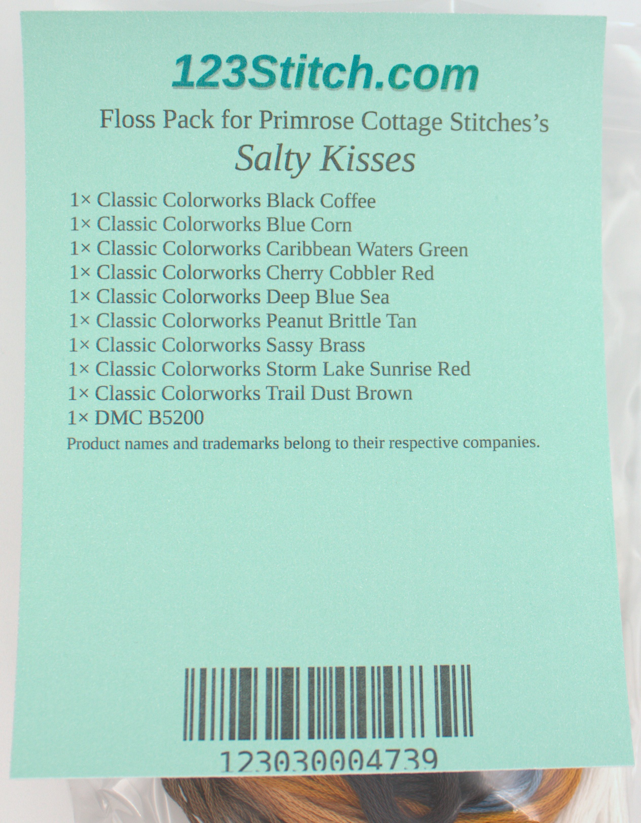 Floss Pack for "Salty Kisses", zoomed in. Select this picture to zoom back out.