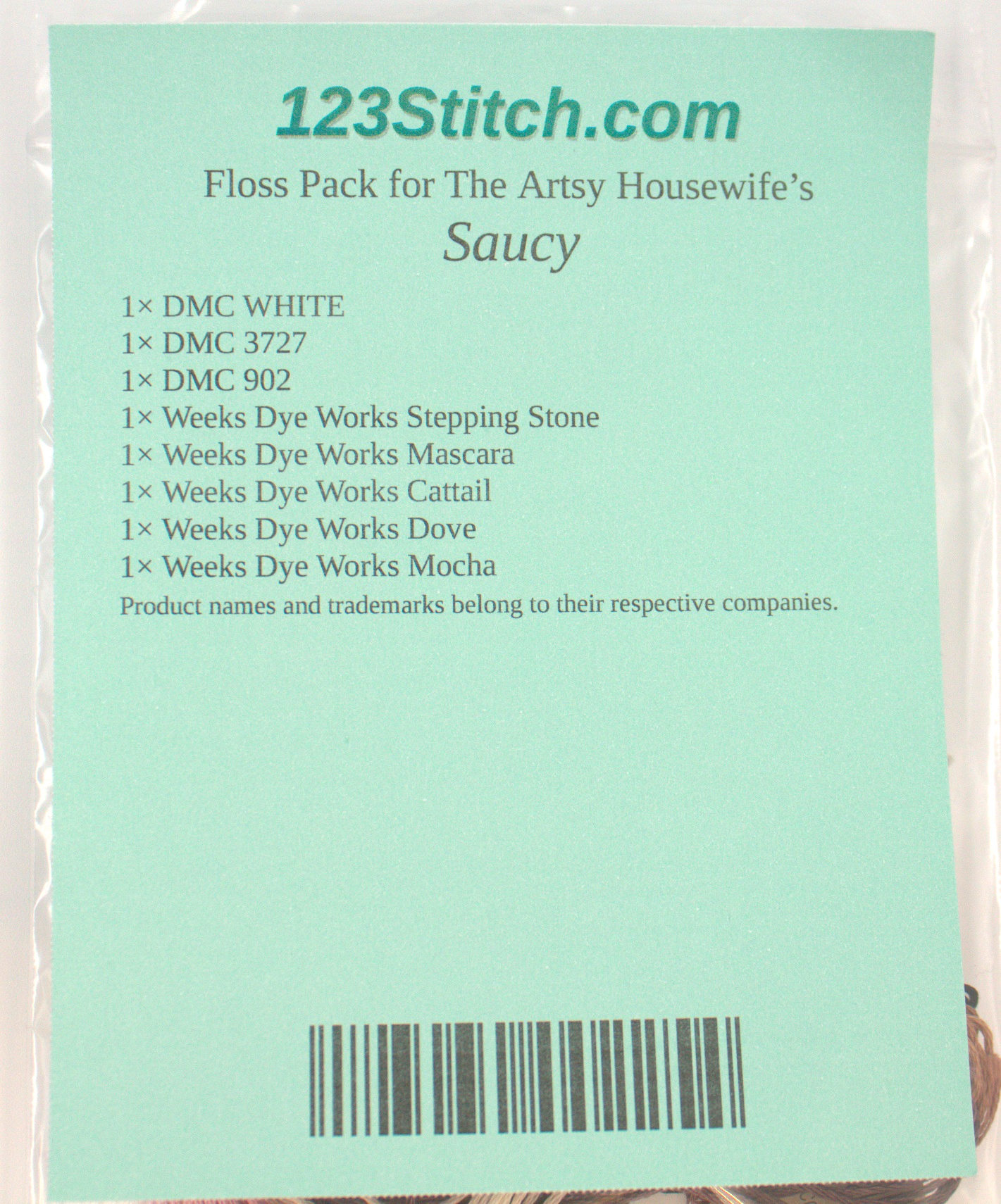 Floss Pack for "Saucy", zoomed in. Select this picture to zoom back out.