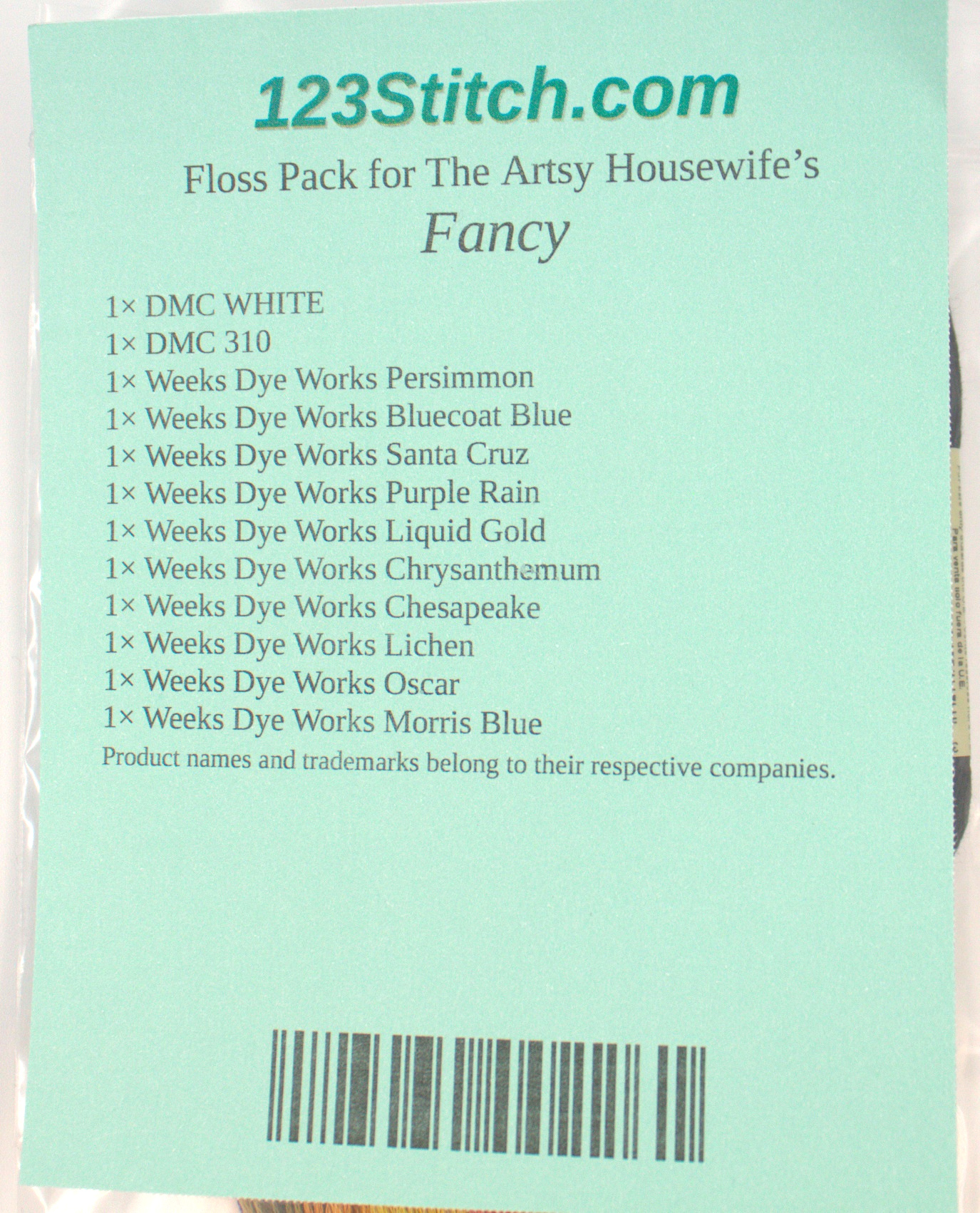 Floss Pack for "Fancy", zoomed in. Select this picture to zoom back out.