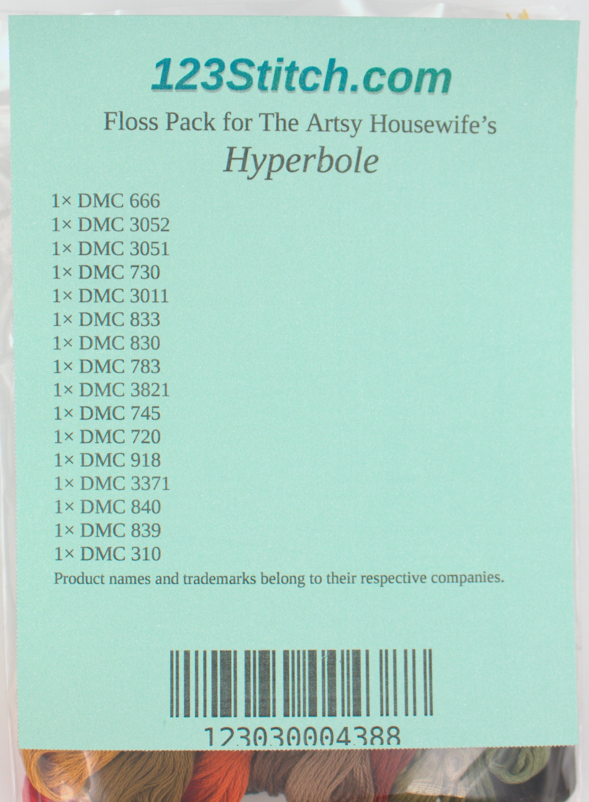 Floss Pack for "Hyperbole", zoomed in. Select this picture to zoom back out.