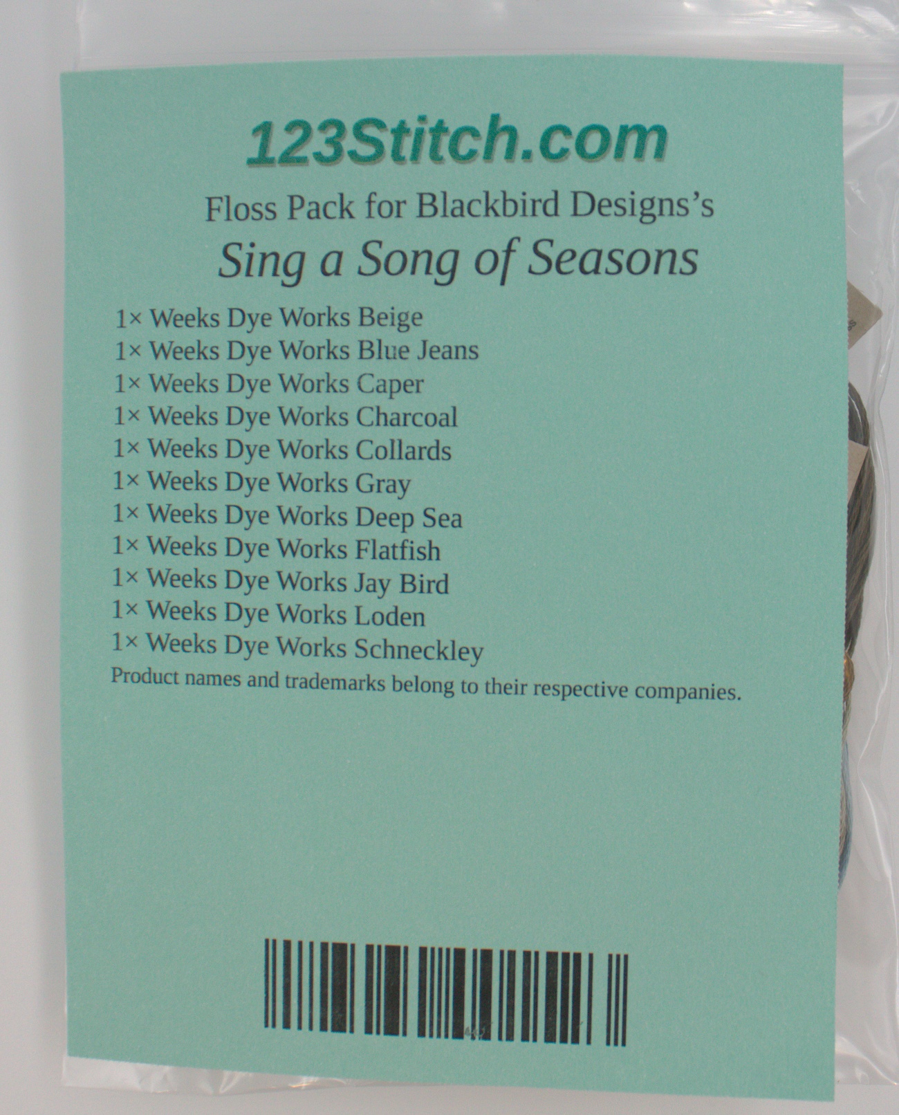 Floss Pack for "Sing a Song of Seasons", zoomed in. Select this picture to zoom back out.