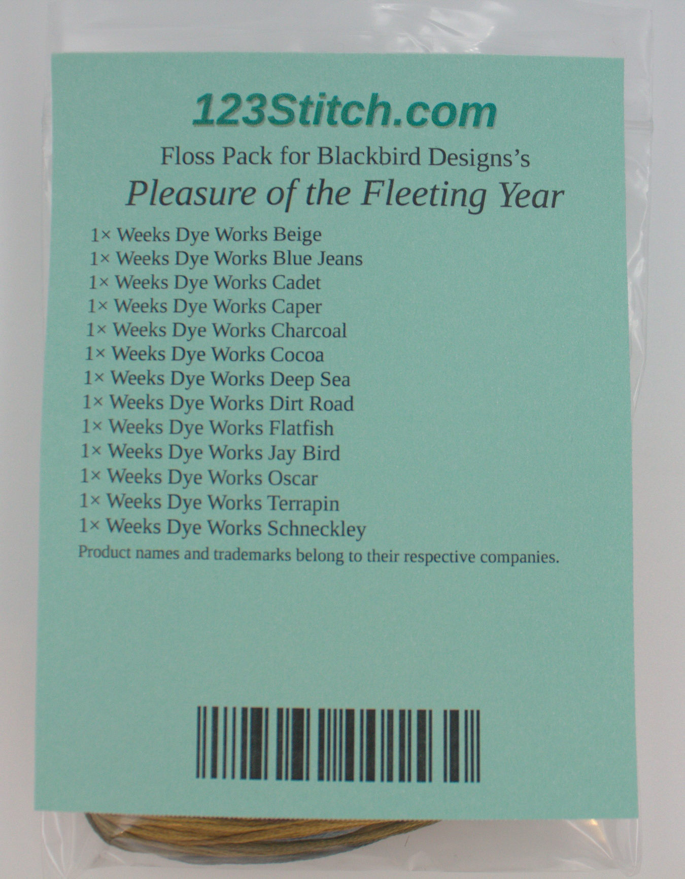 Floss Pack for "Pleasure of the Fleeting Year", zoomed in. Select this picture to zoom back out.