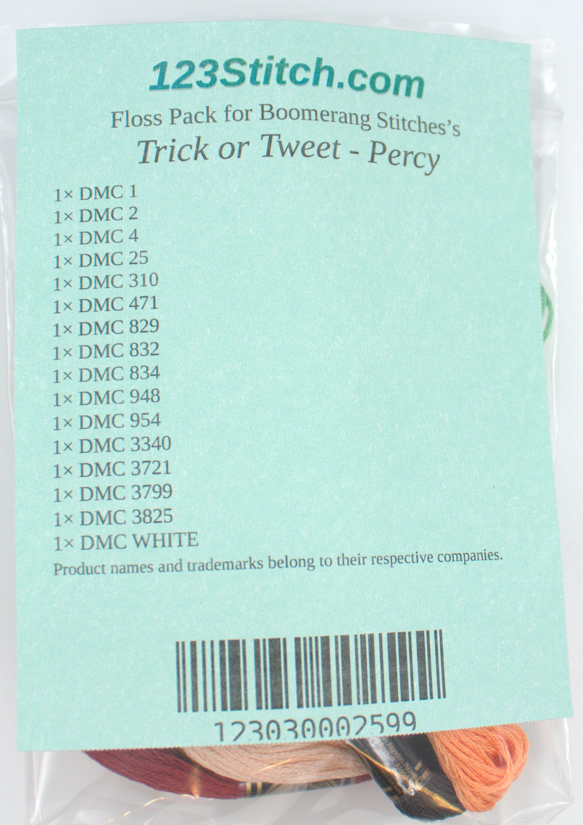 Floss Pack for "Trick or Tweet - Percy", zoomed in. Select this picture to zoom back out.