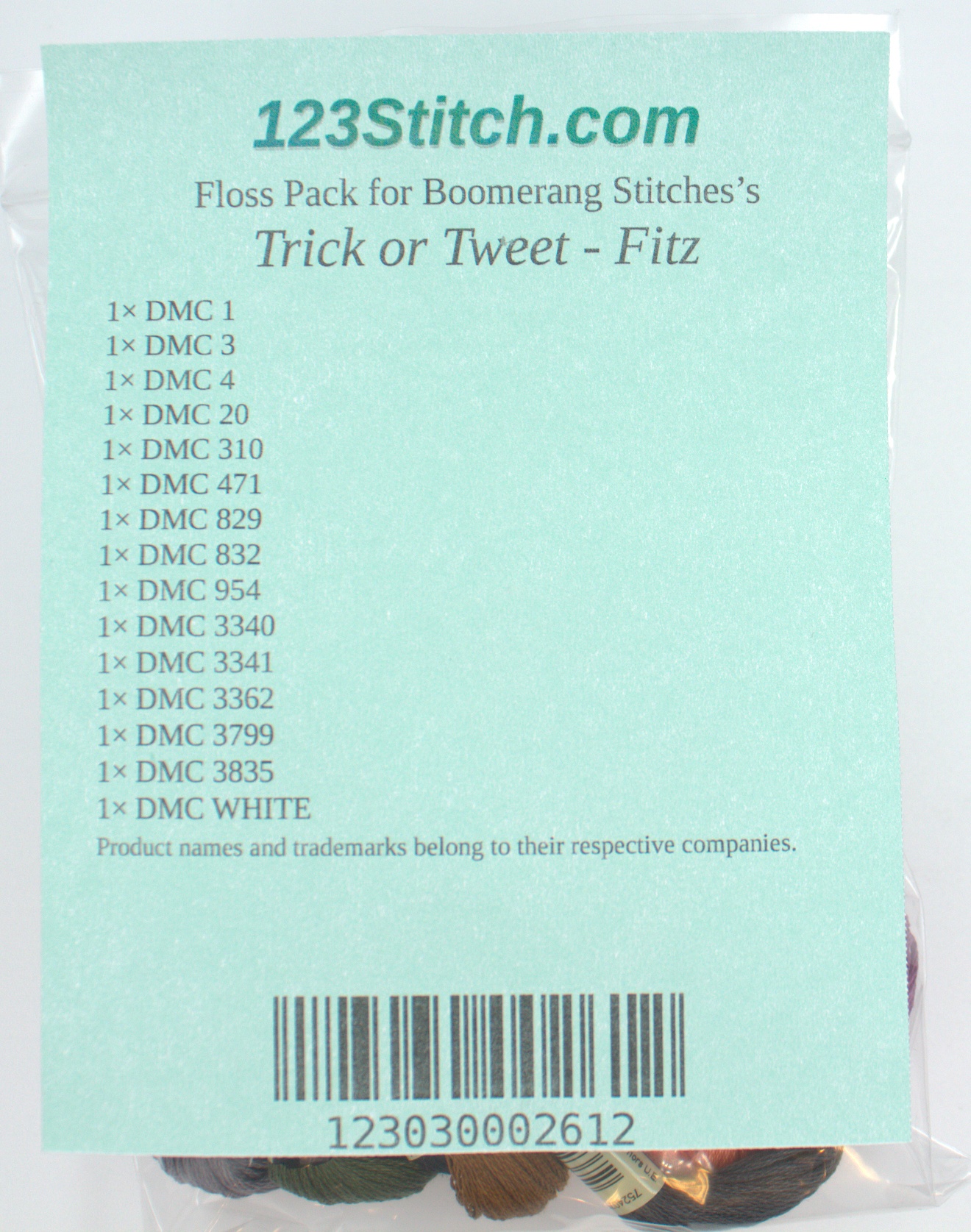 Floss Pack for "Trick or Tweet - Fitz", zoomed in. Select this picture to zoom back out.