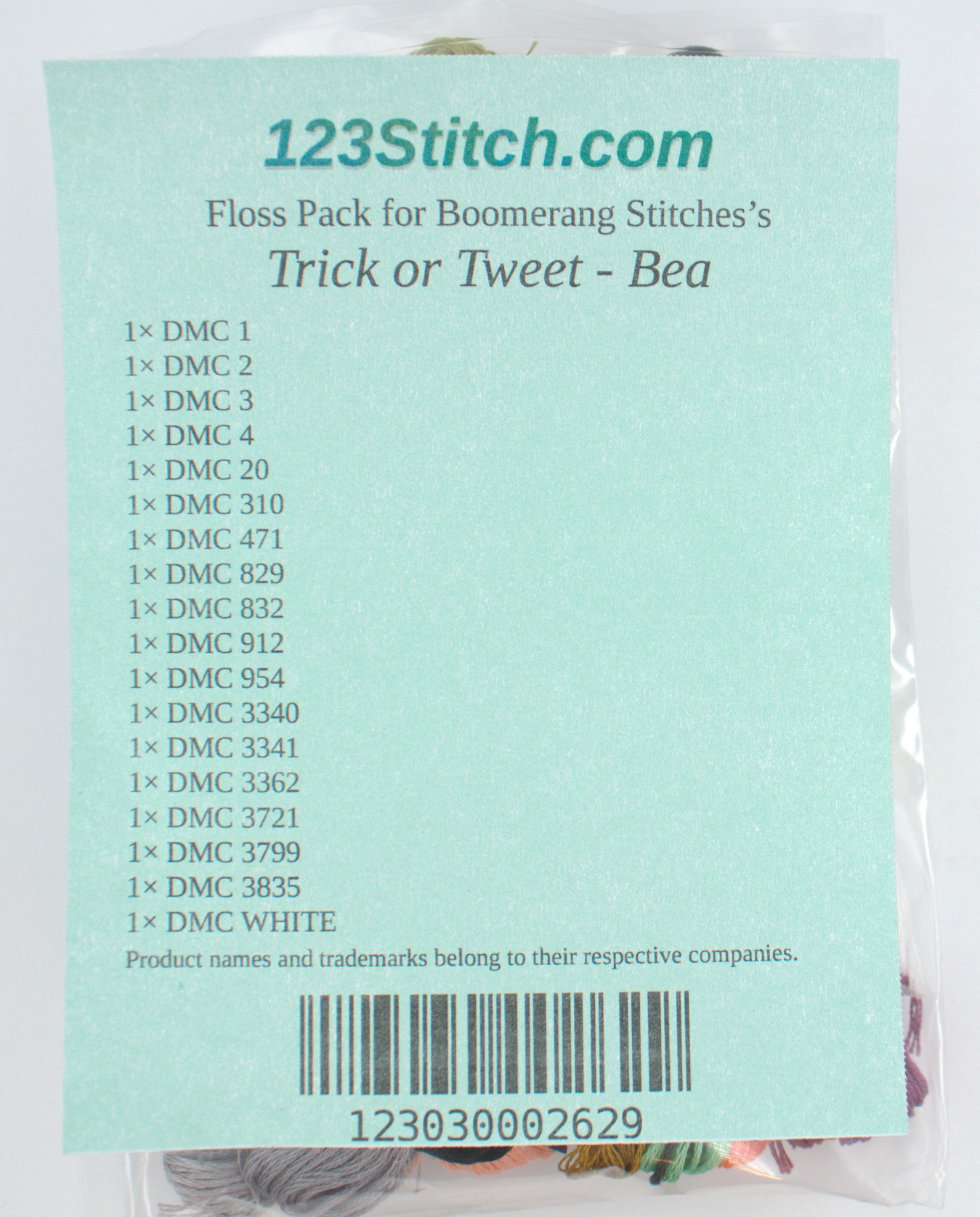 Floss Pack for "Trick or Tweet - Bea", zoomed in. Select this picture to zoom back out.