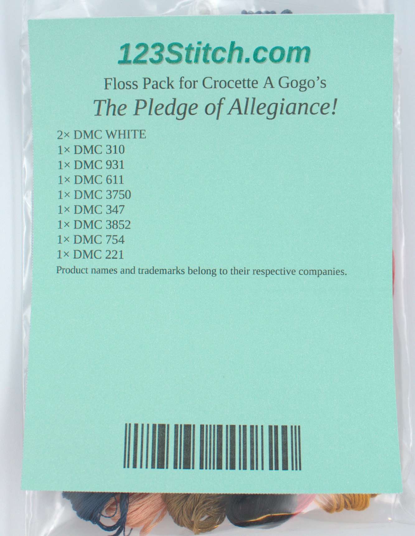 Floss Pack for "The Pledge of Allegiance!", zoomed in. Select this picture to zoom back out.