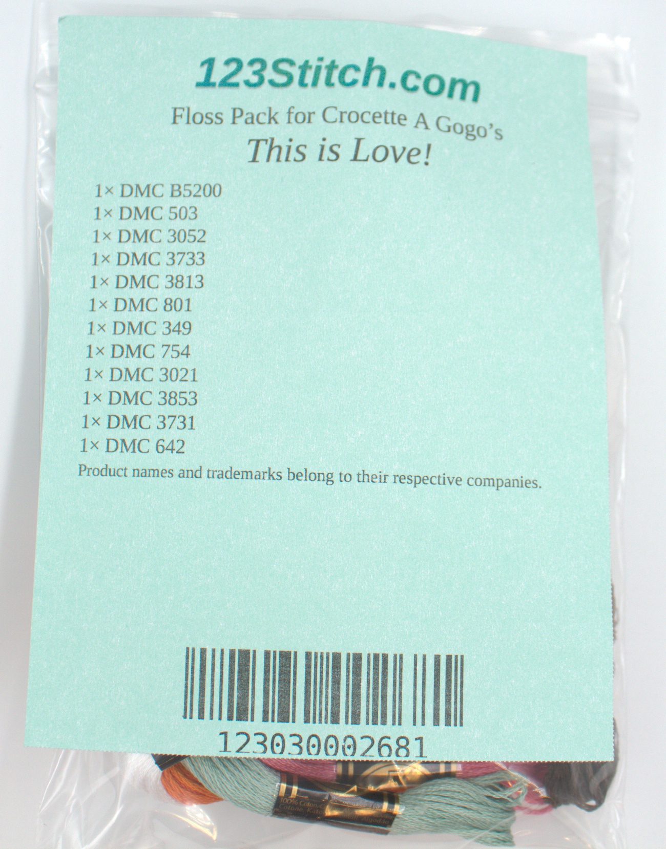 Floss Pack for "This is Love!", zoomed in. Select this picture to zoom back out.