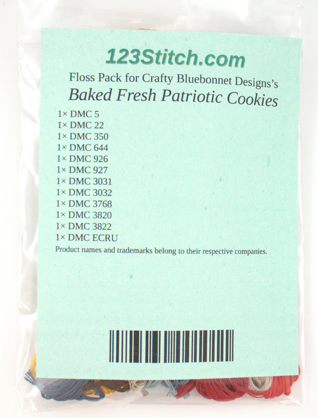 Floss Pack for "Baked Fresh Patriotic Cookies "