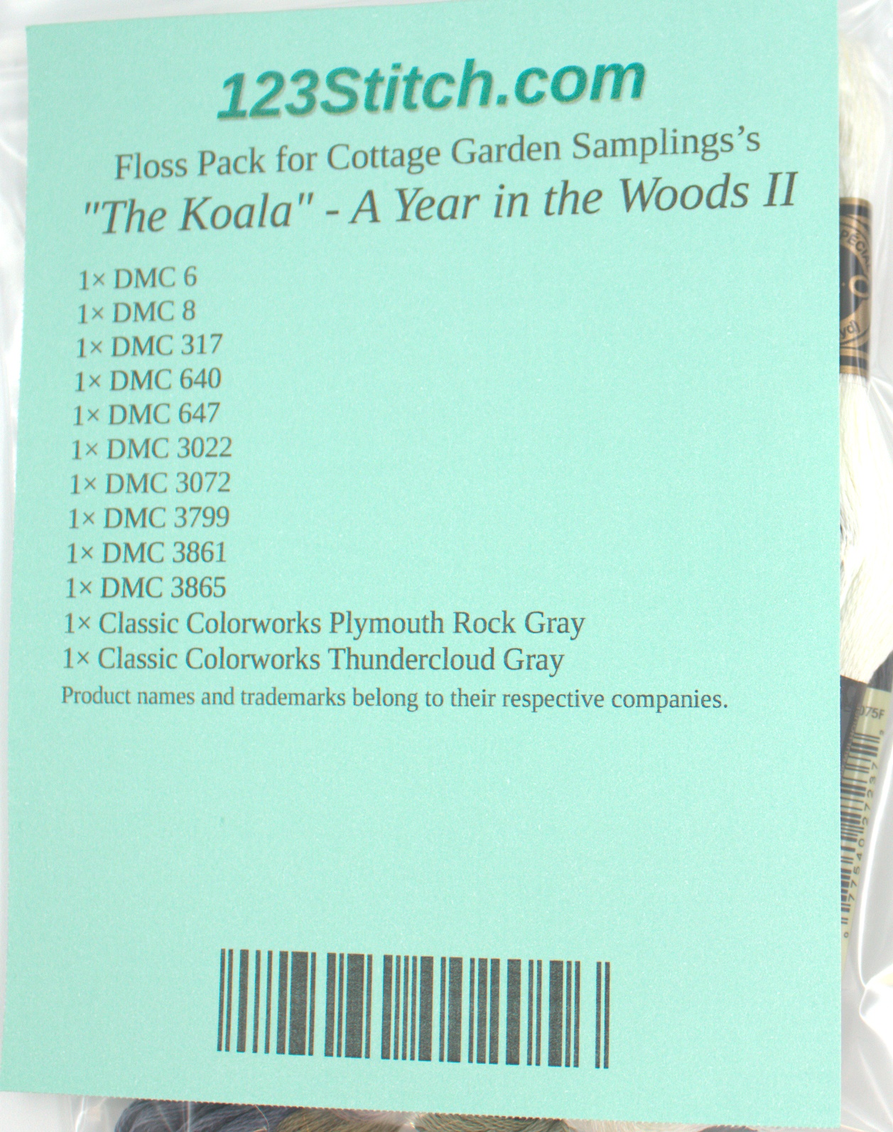 Floss Pack for "The Koala" - A Year in the Woods II, zoomed in. Select this picture to zoom back out.