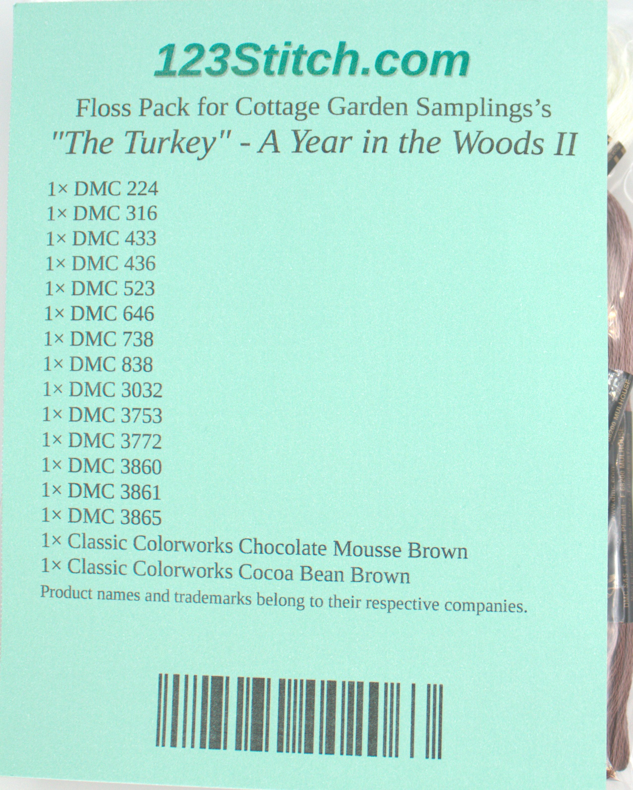 Floss Pack for "The Turkey" - A Year in the Woods II, zoomed in. Select this picture to zoom back out.