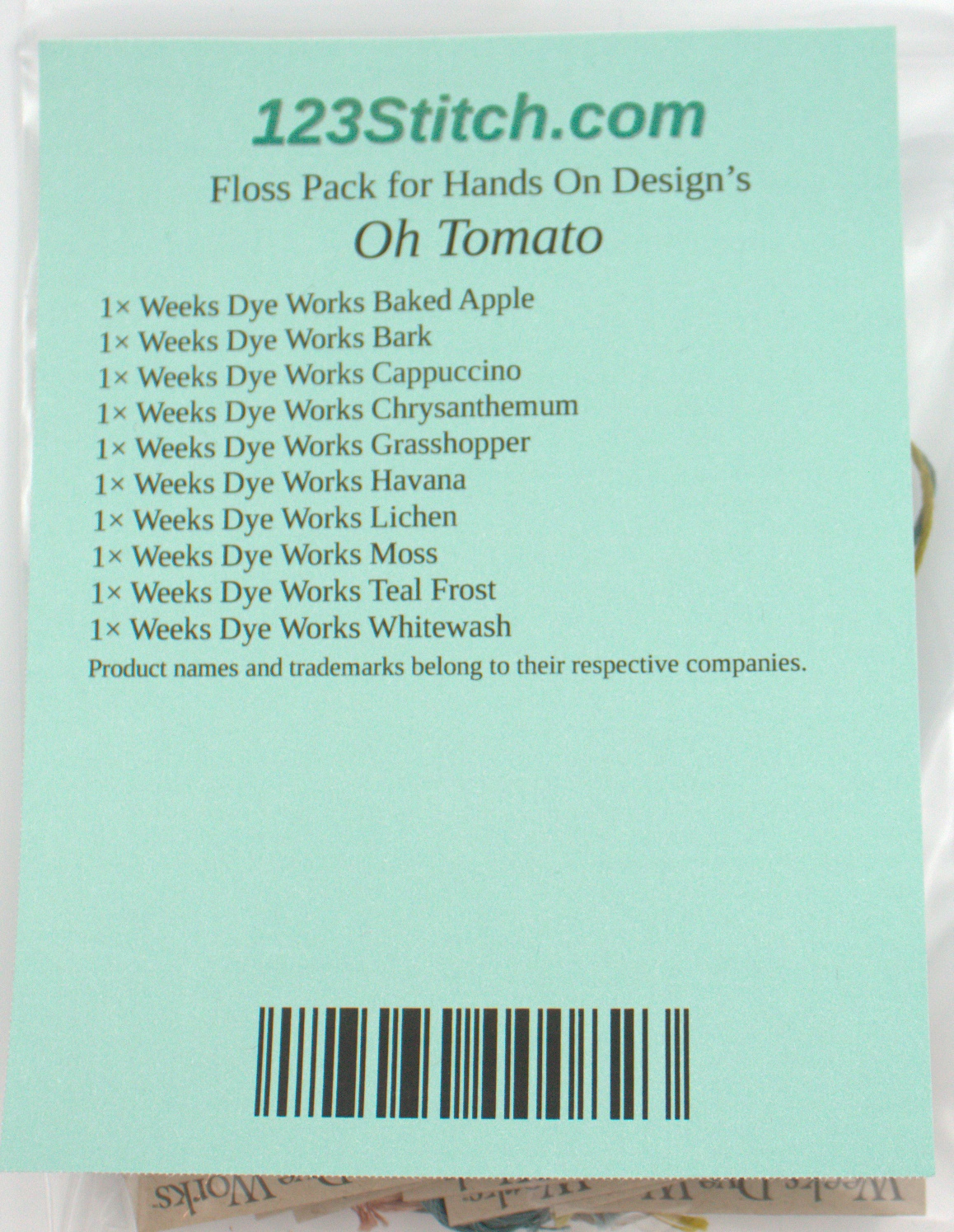 Floss Pack for "Oh Tomato", zoomed in. Select this picture to zoom back out.