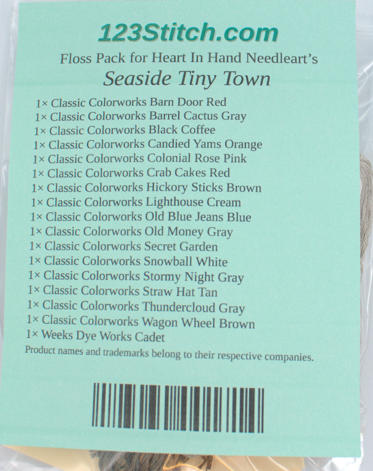 Floss Pack for "Seaside Tiny Town", zoomed in. Select this picture to zoom back out.