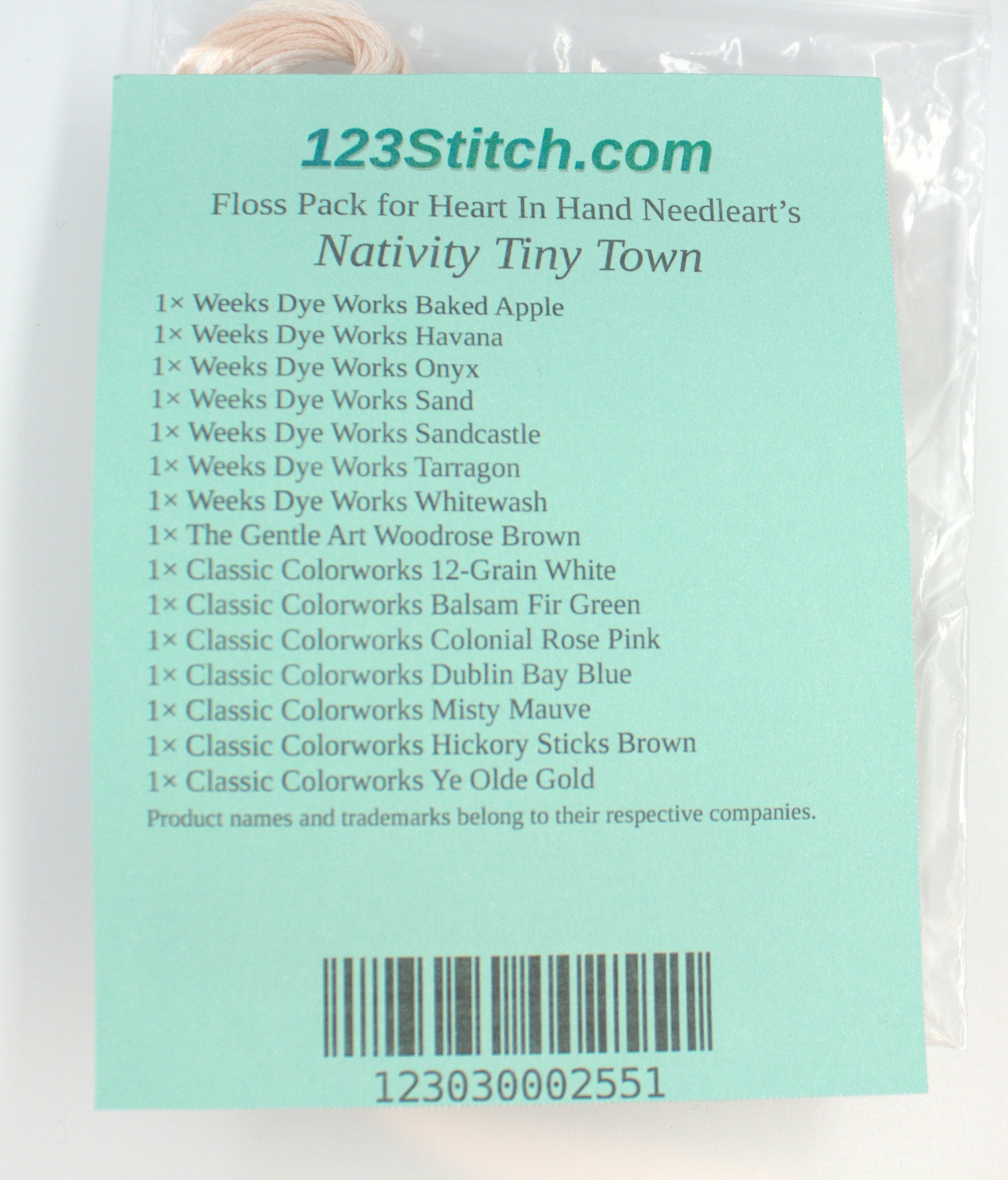 Floss Pack for "Nativity Tiny Town", zoomed in. Select this picture to zoom back out.