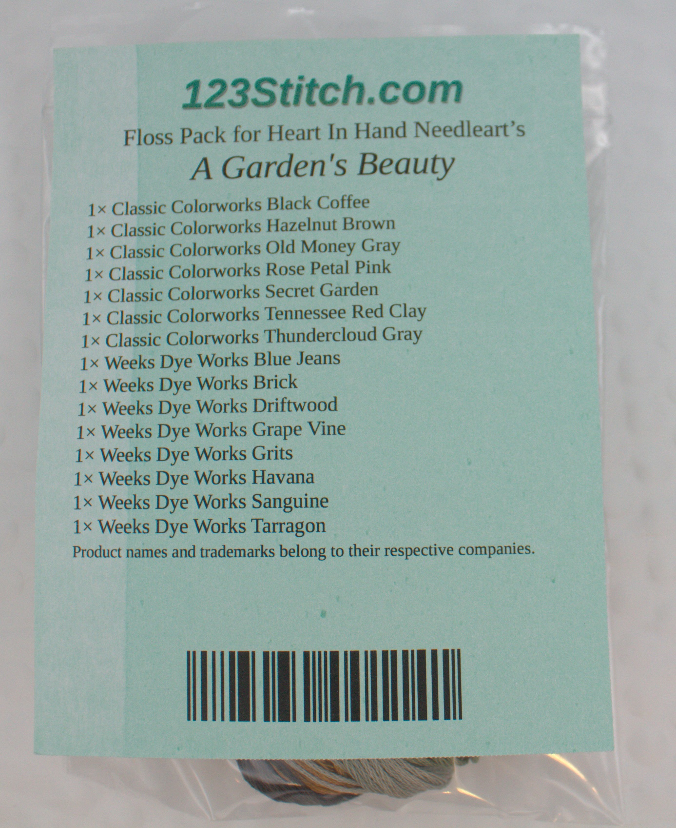 Floss Pack for "A Garden's Beauty", zoomed in. Select this picture to zoom back out.