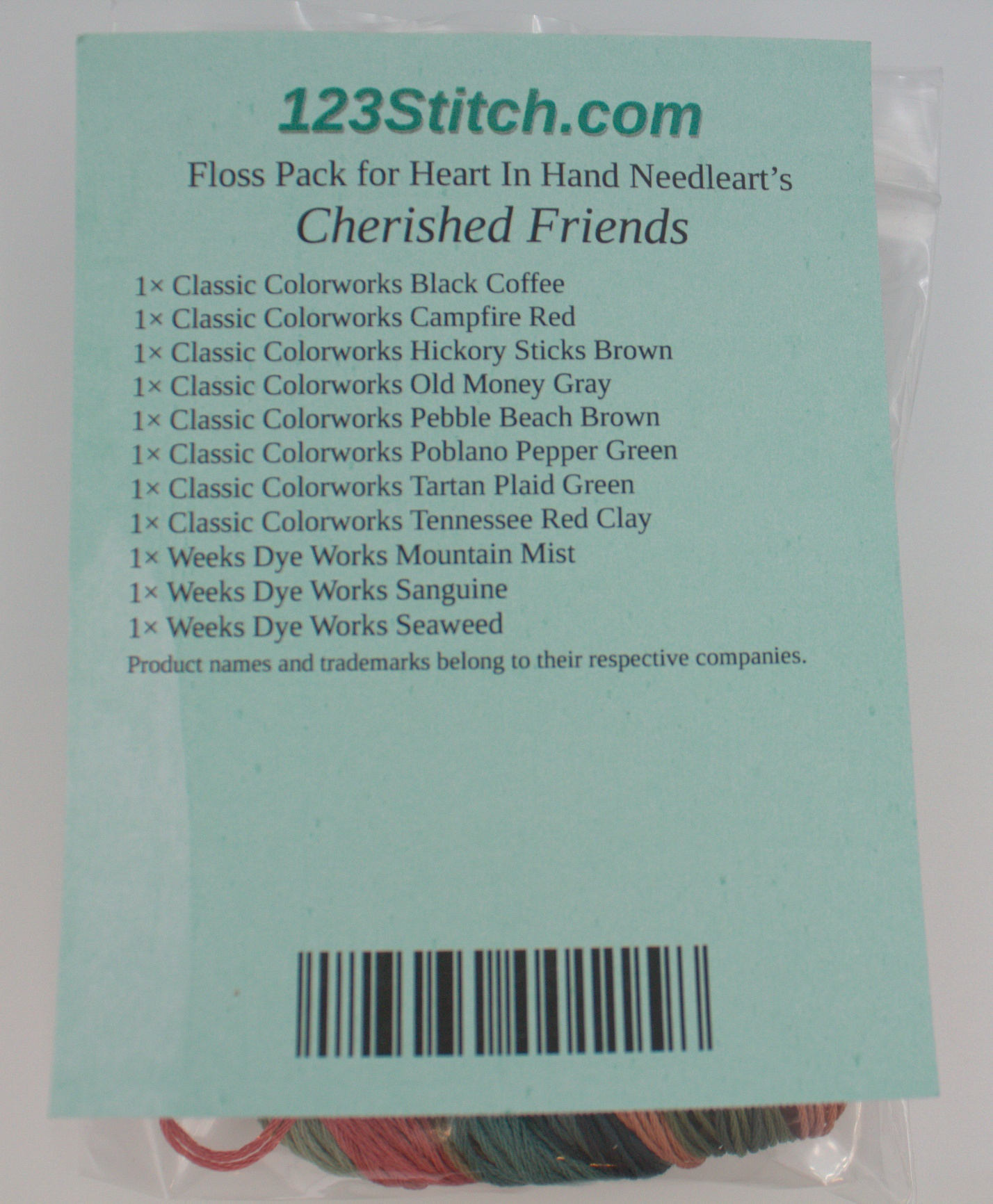 Floss Pack for "Cherished Friends", zoomed in. Select this picture to zoom back out.