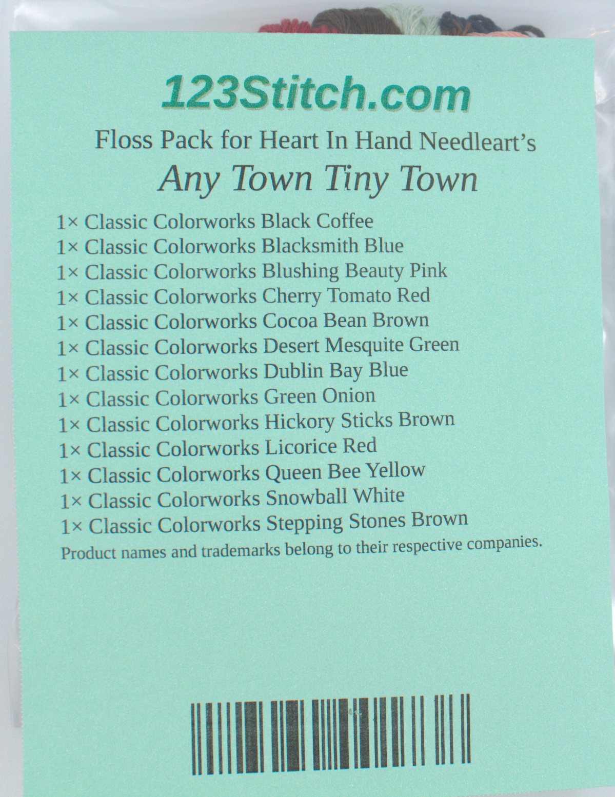 Floss Pack for "Any Town Tiny Town", zoomed in. Select this picture to zoom back out.