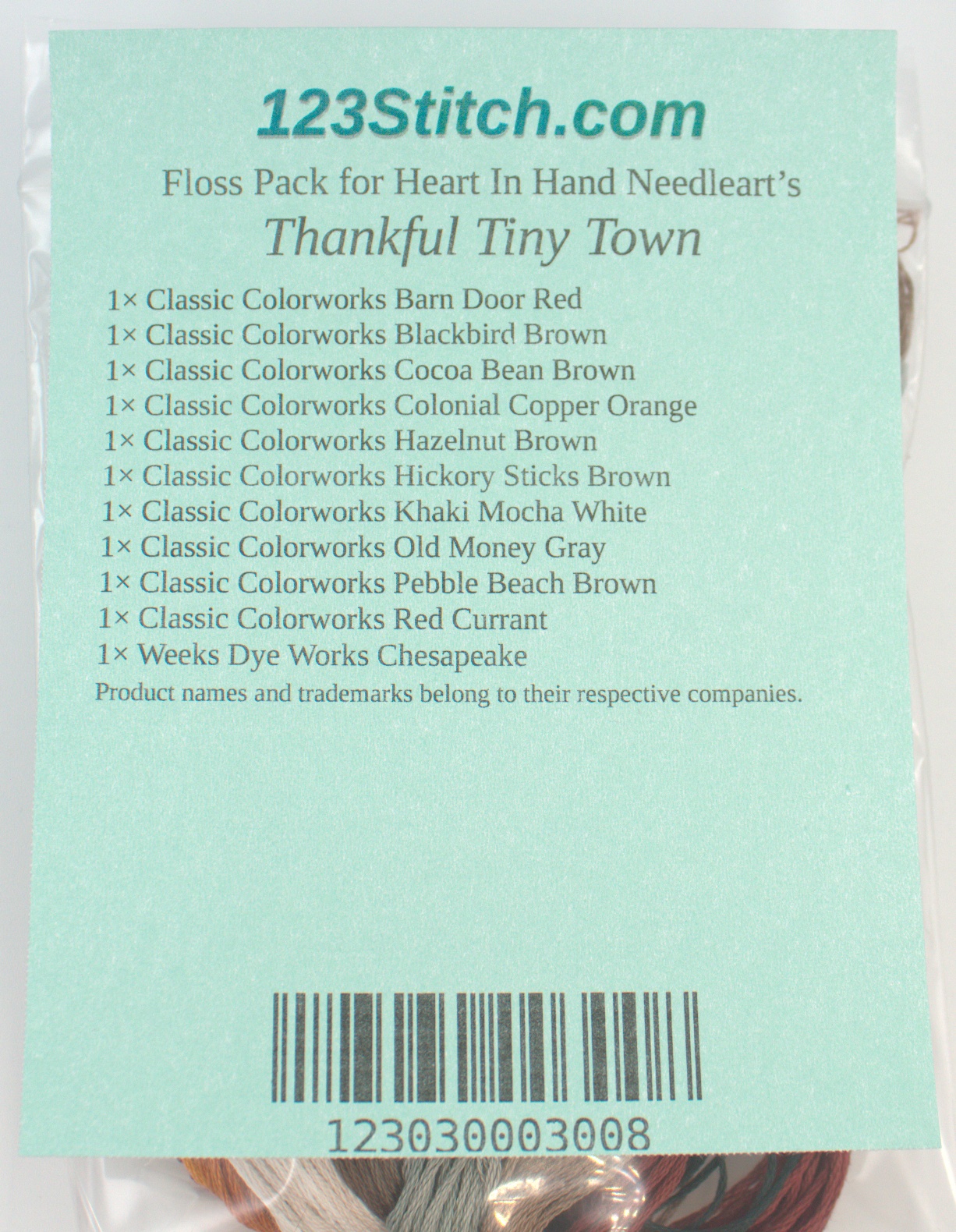 Floss Pack for "Thankful Tiny Town", zoomed in. Select this picture to zoom back out.