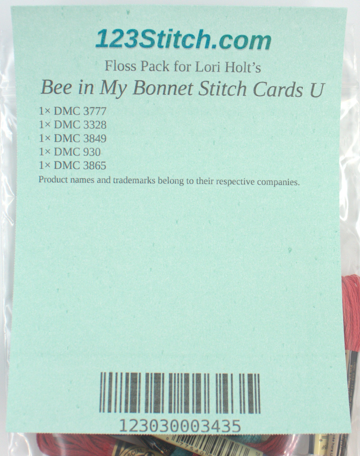 Floss Pack for "Bee in My Bonnet Stitch Cards U", zoomed in. Select this picture to zoom back out.