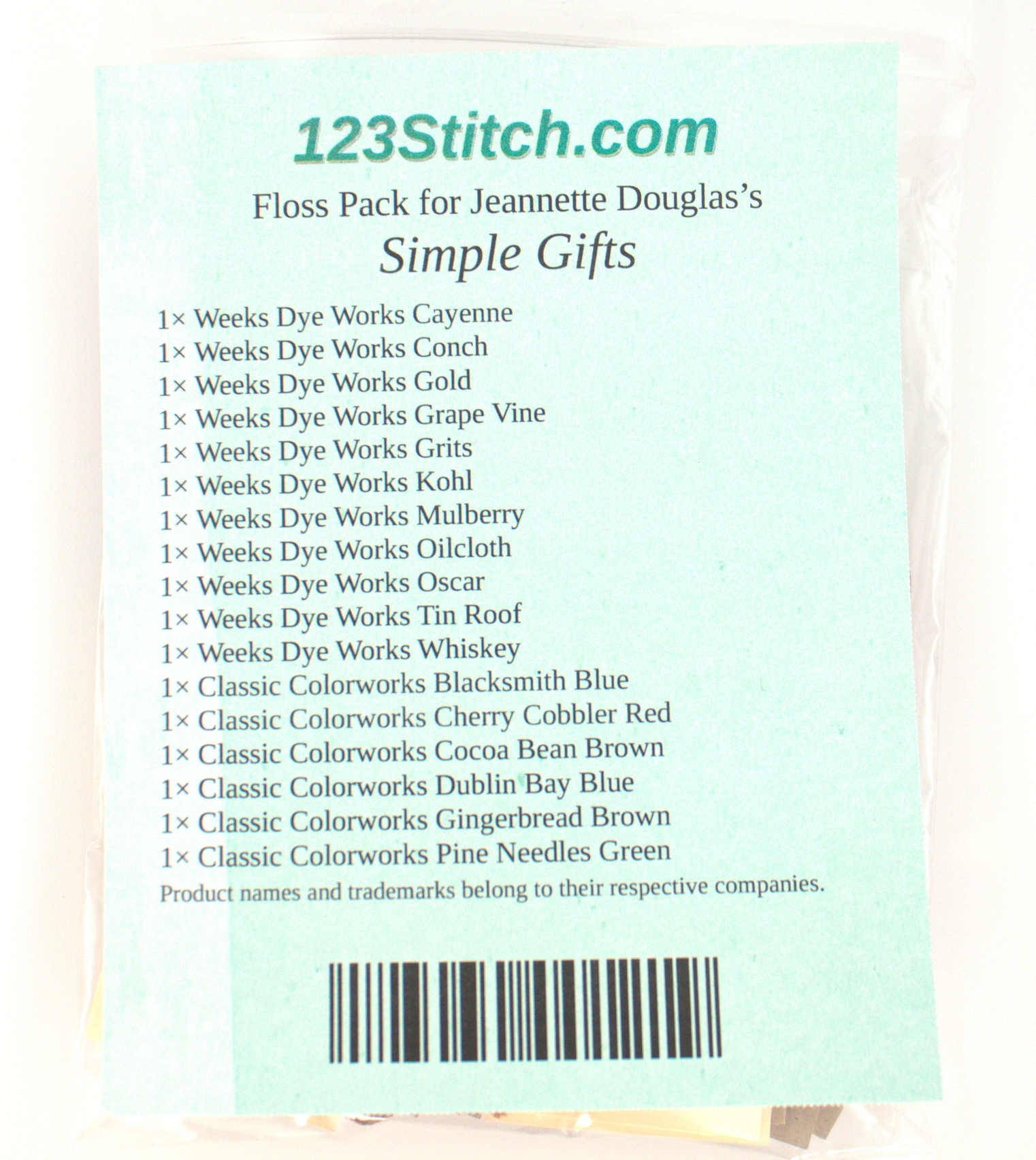 Floss Pack for "Simple Gifts"