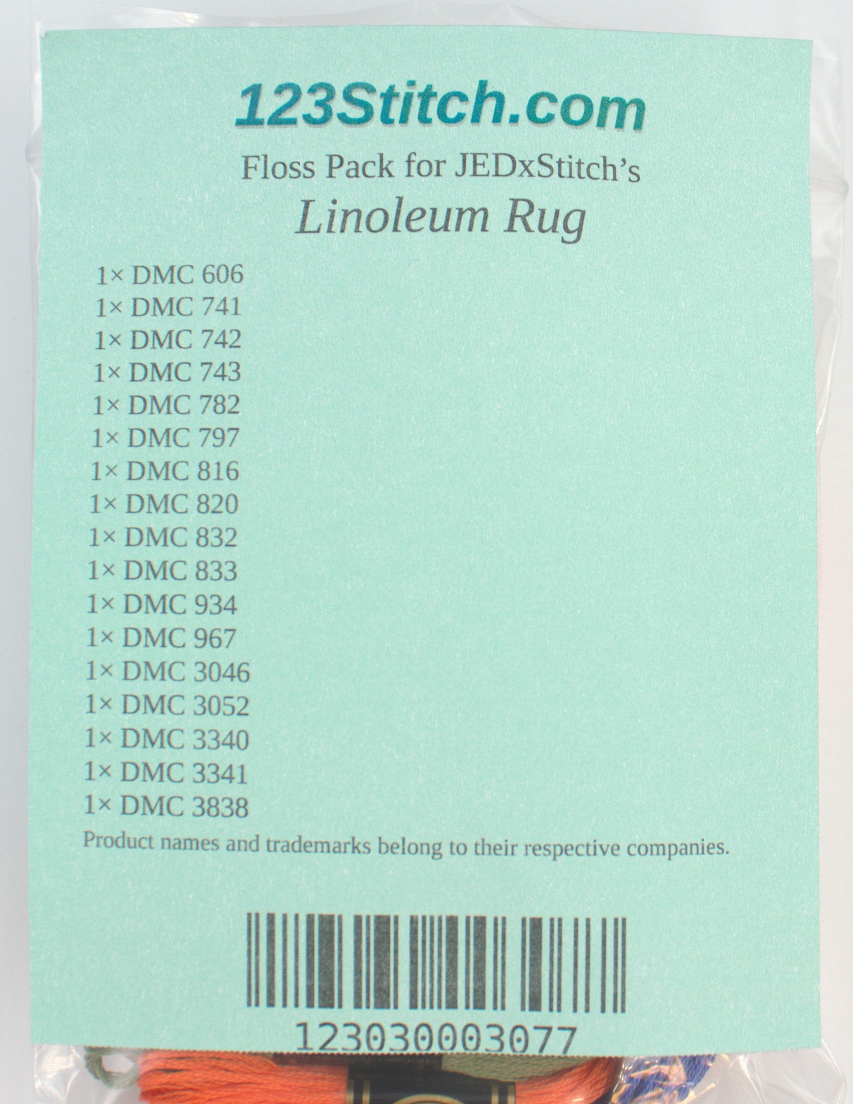Floss Pack for "Linoleum Rug", zoomed in. Select this picture to zoom back out.