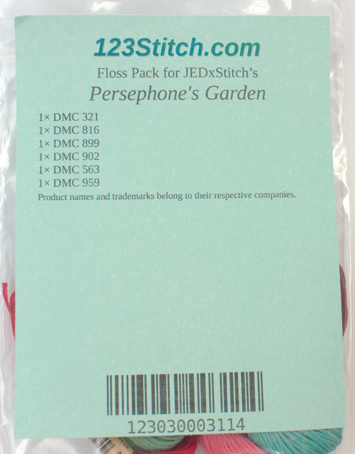 Floss Pack for "Persephone's Garden", zoomed in. Select this picture to zoom back out.