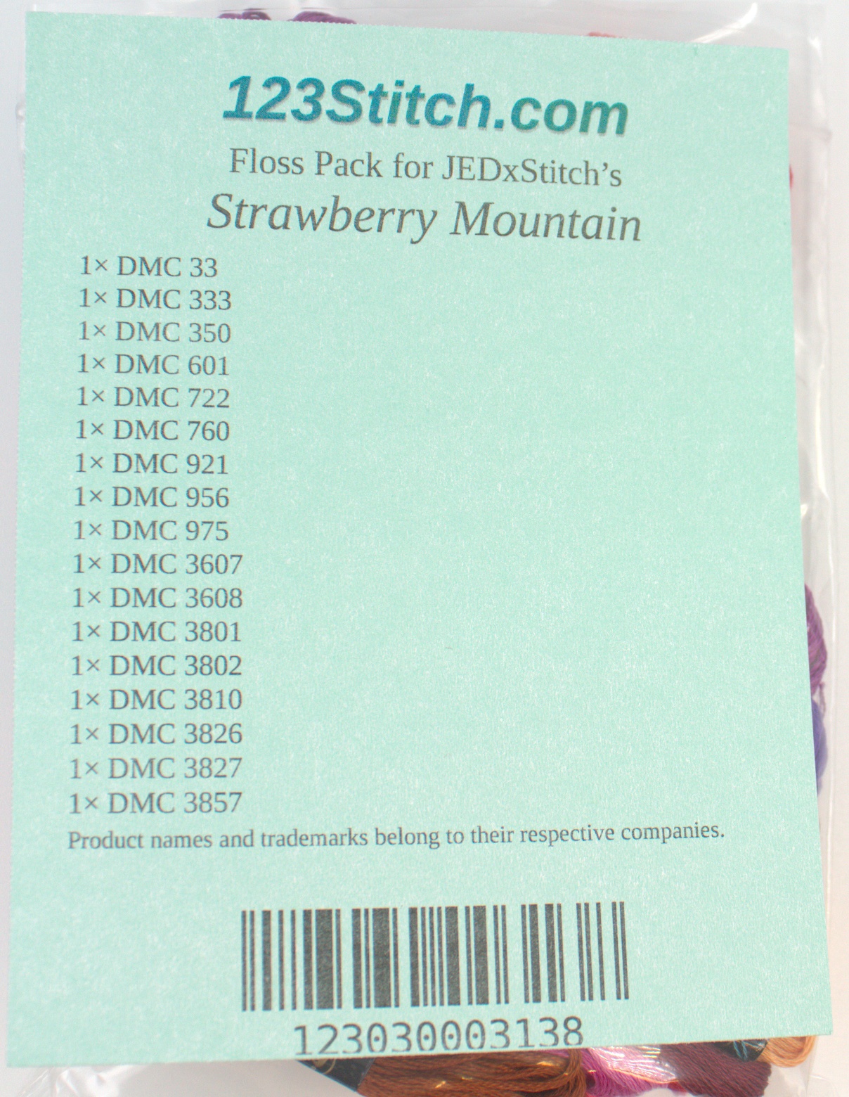 Floss Pack for "Strawberry Mountain", zoomed in. Select this picture to zoom back out.