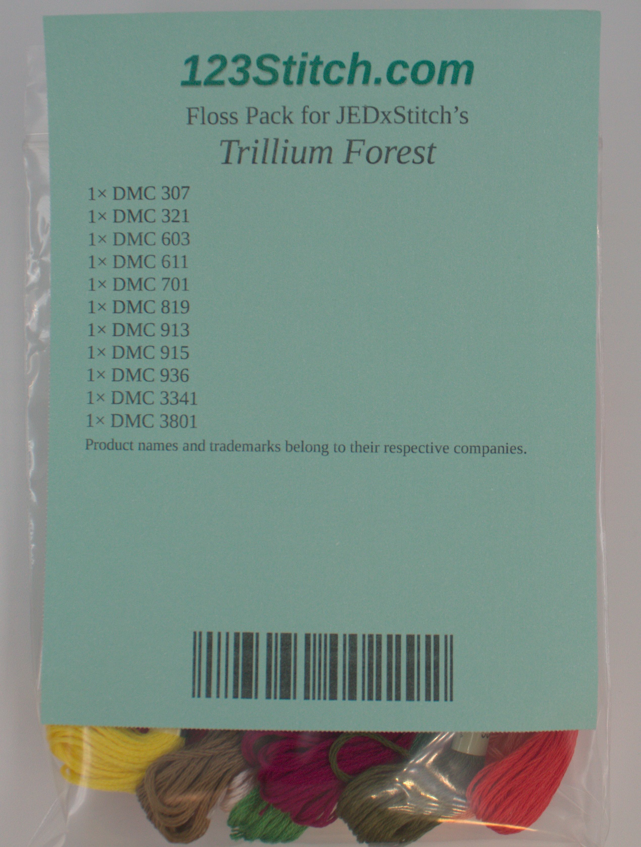 Floss Pack for "Trillium Forest", zoomed in. Select this picture to zoom back out.