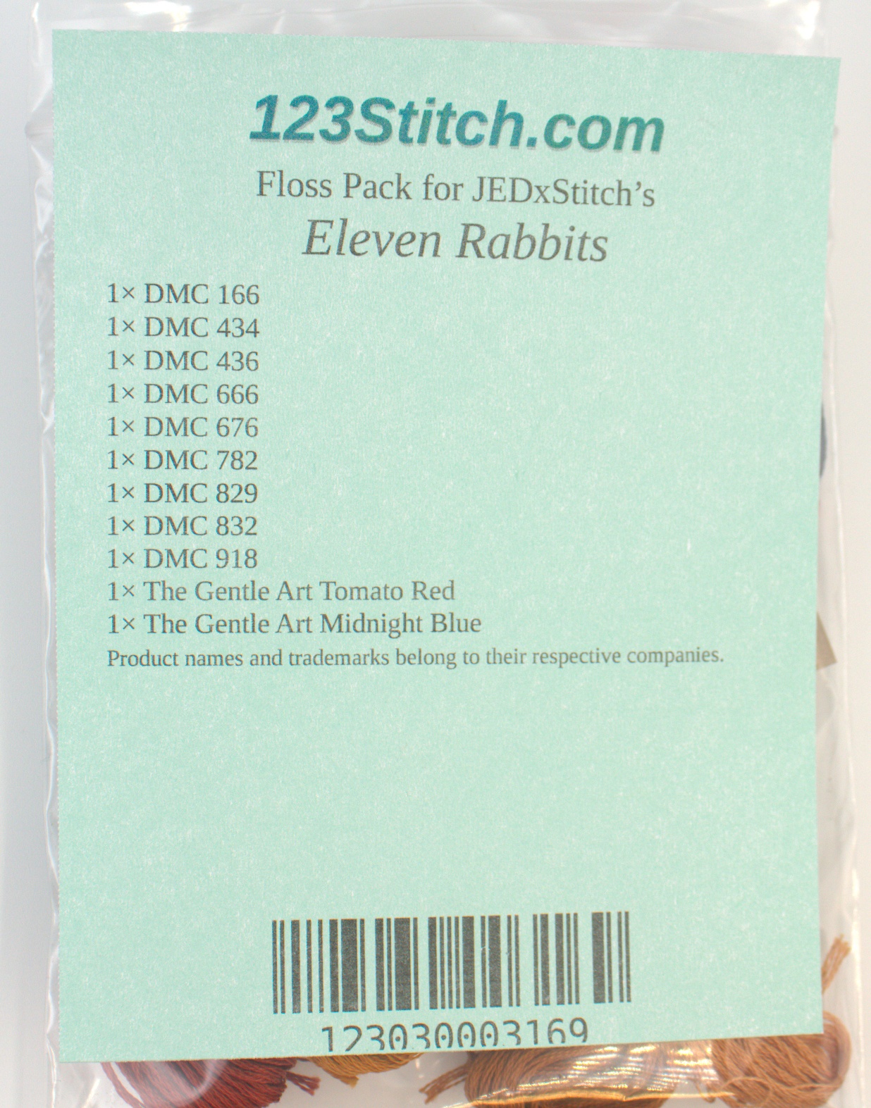 Floss Pack for "Eleven Rabbits", zoomed in. Select this picture to zoom back out.