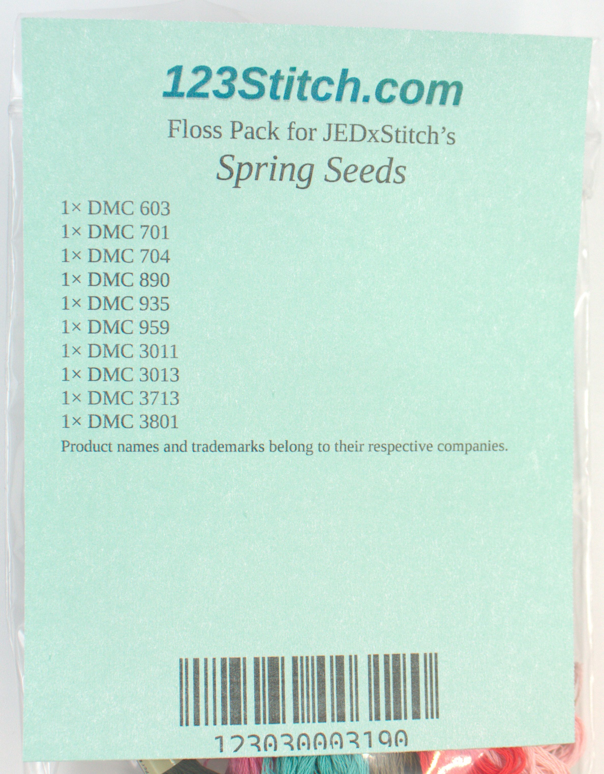 Floss Pack for "Spring Seeds", zoomed in. Select this picture to zoom back out.
