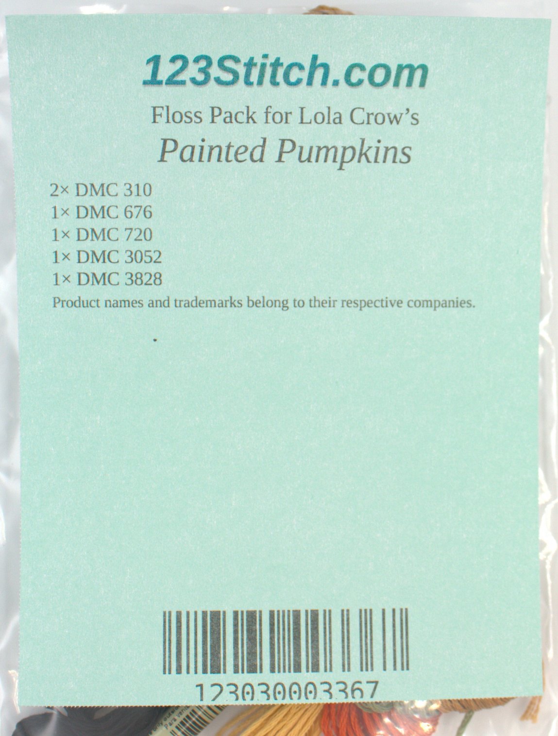 Floss Pack for "Painted Pumpkins", zoomed in. Select this picture to zoom back out.