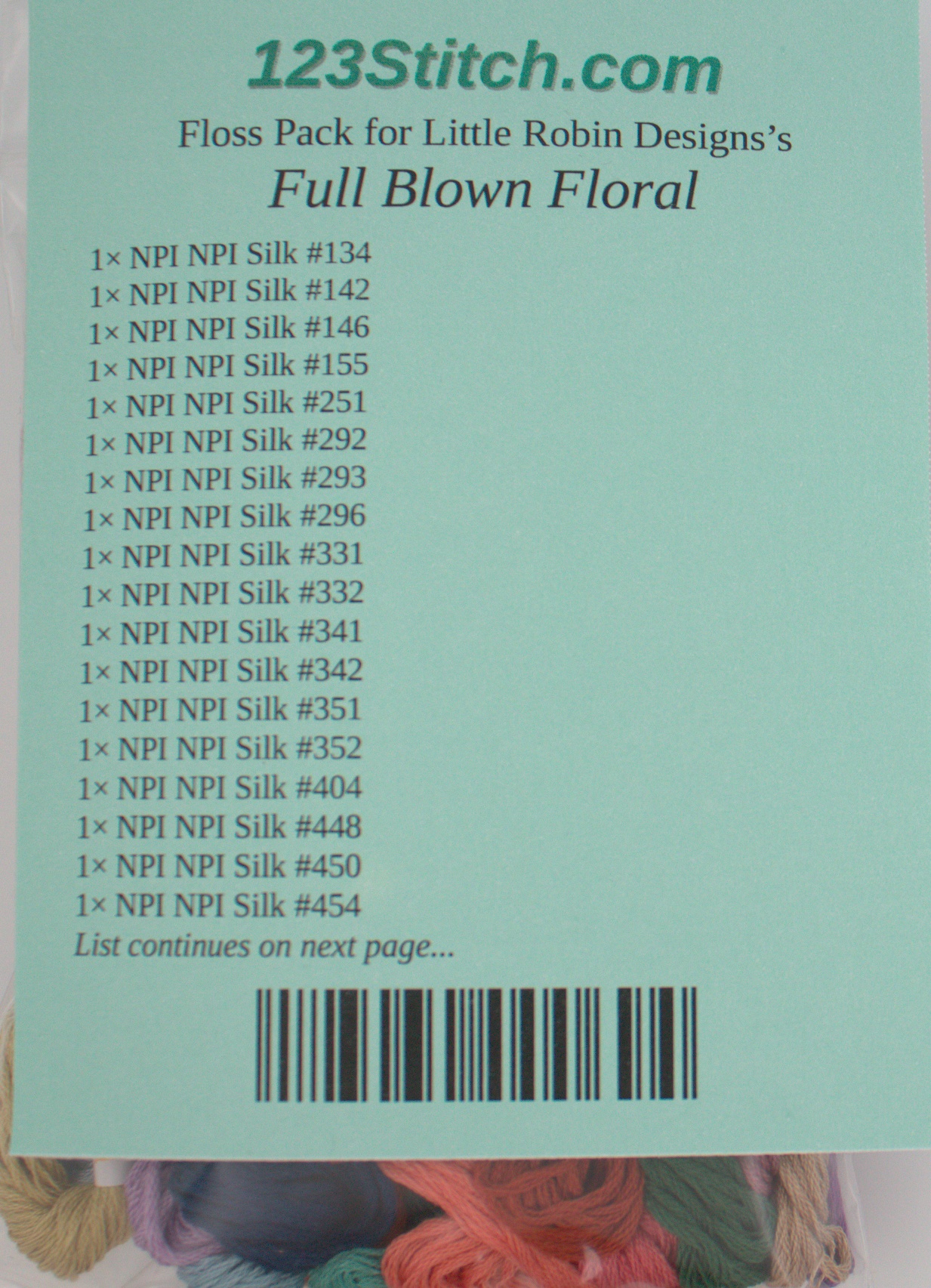 Floss Pack for "Full Blown Floral"