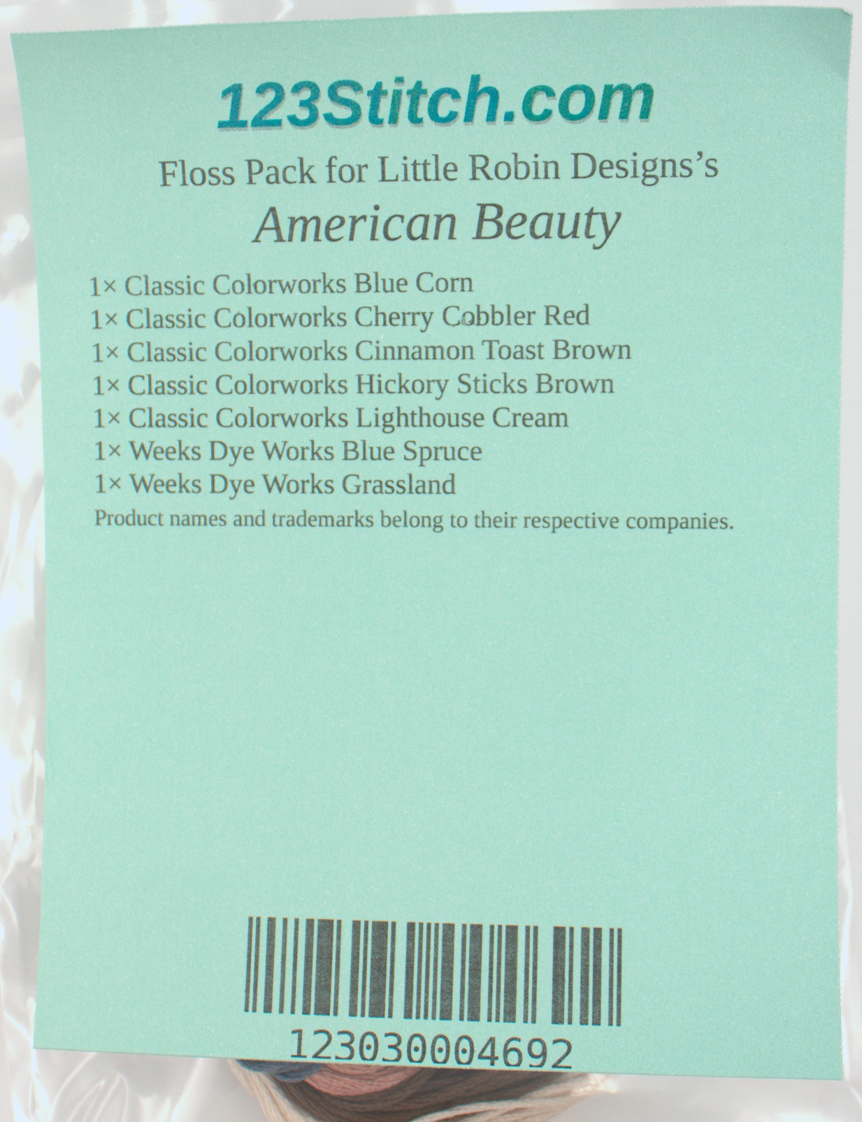 Floss Pack for "American Beauty", zoomed in. Select this picture to zoom back out.