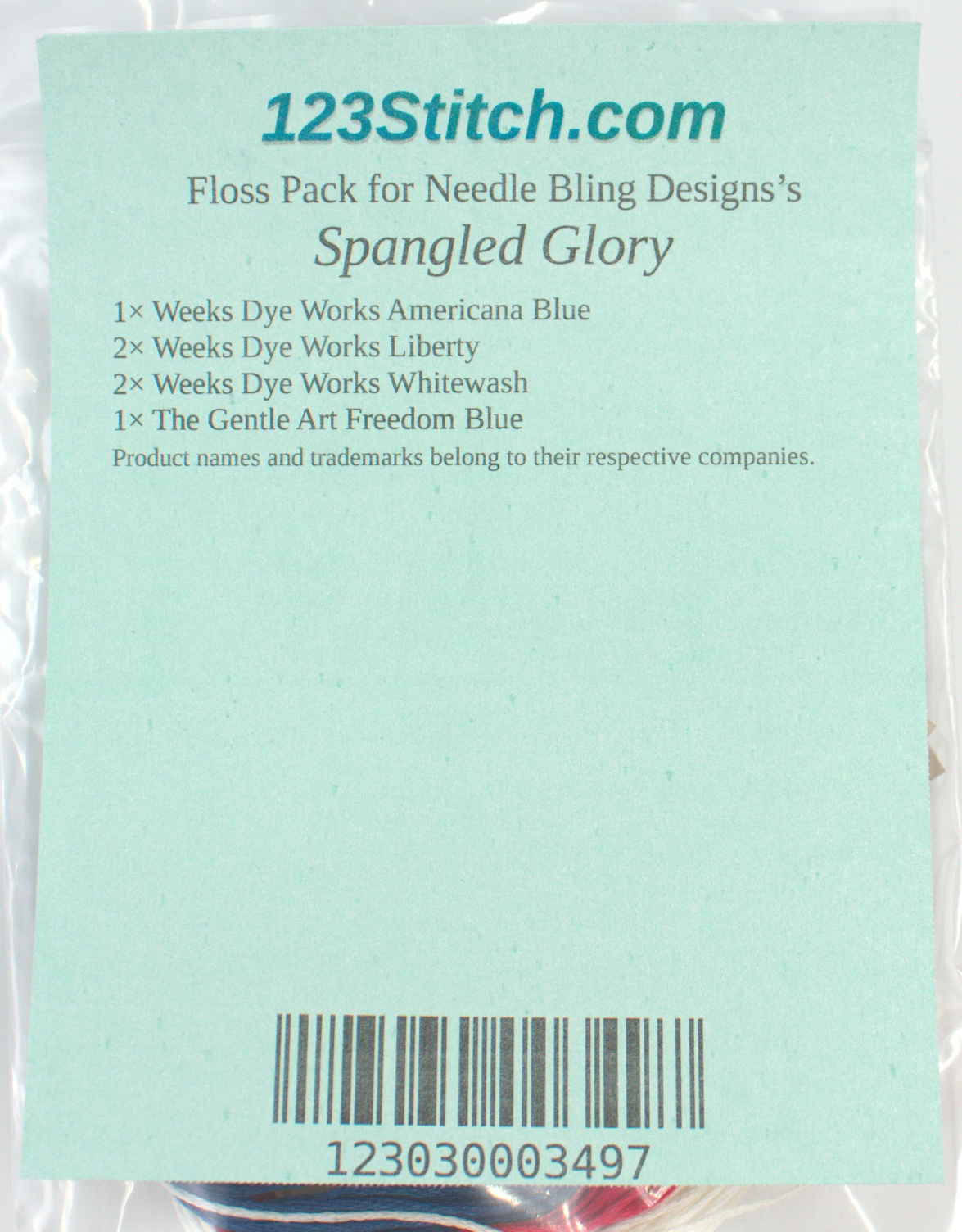 Floss Pack for "Spangled Glory", zoomed in. Select this picture to zoom back out.