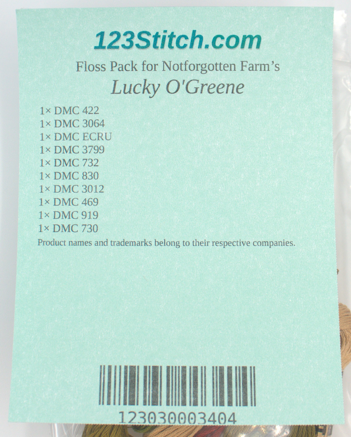 Floss Pack for "Lucky O'Greene", zoomed in. Select this picture to zoom back out.