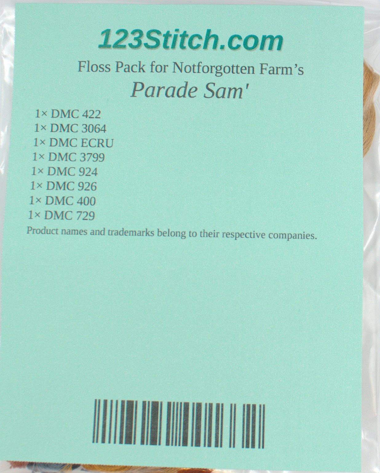 Floss Pack for "Parade Sam'", zoomed in. Select this picture to zoom back out.