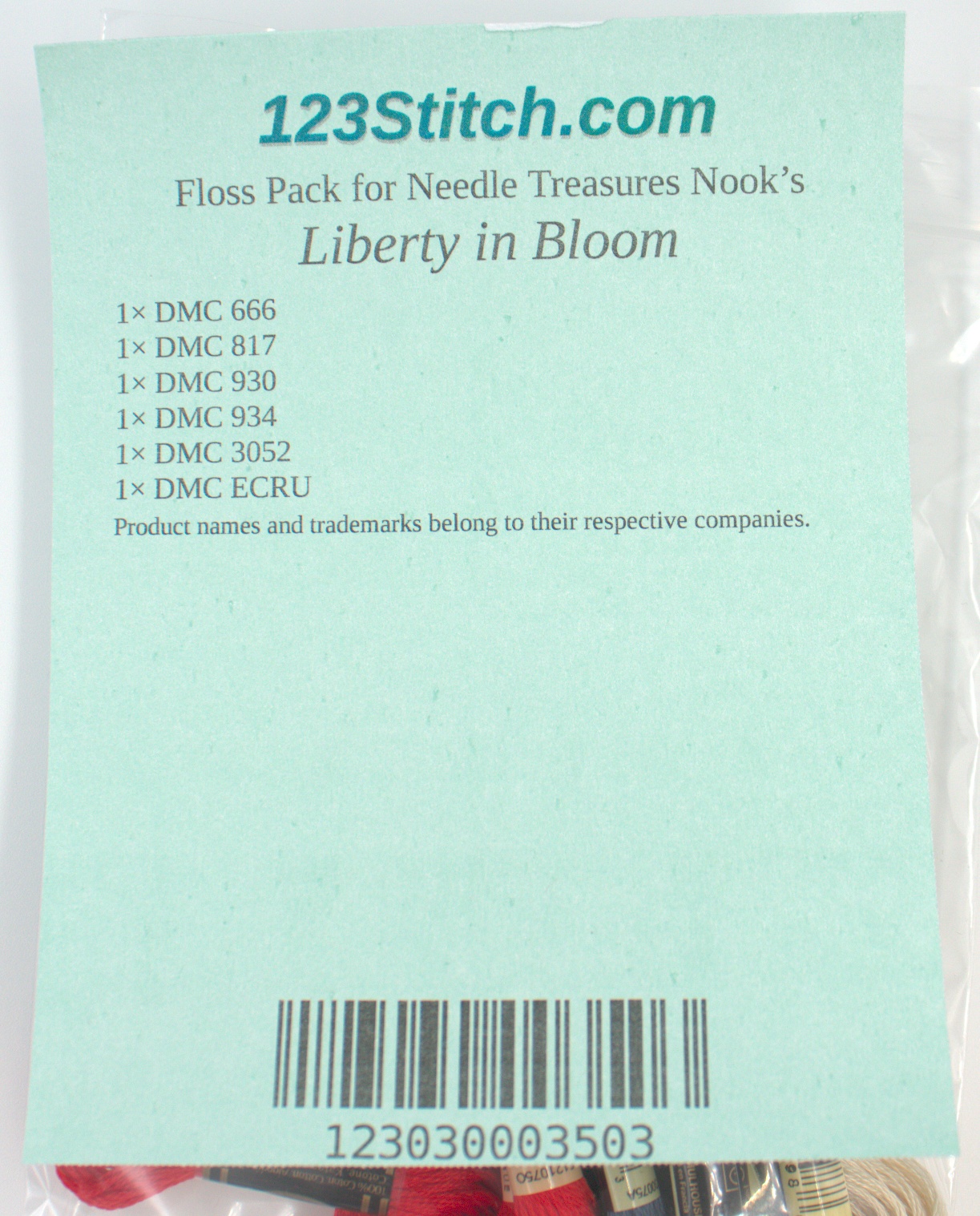 Floss Pack for "Liberty in Bloom", zoomed in. Select this picture to zoom back out.