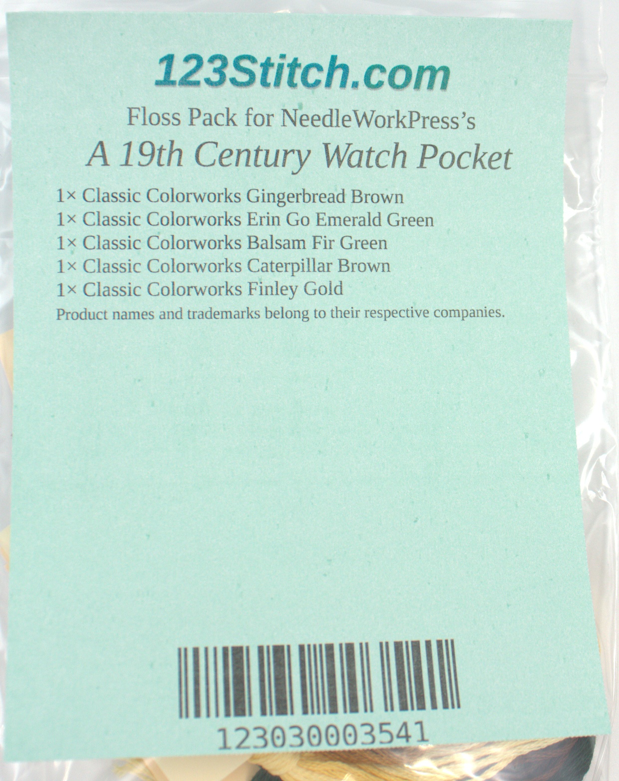 Floss Pack for "A 19th Century Watch Pocket", zoomed in. Select this picture to zoom back out.