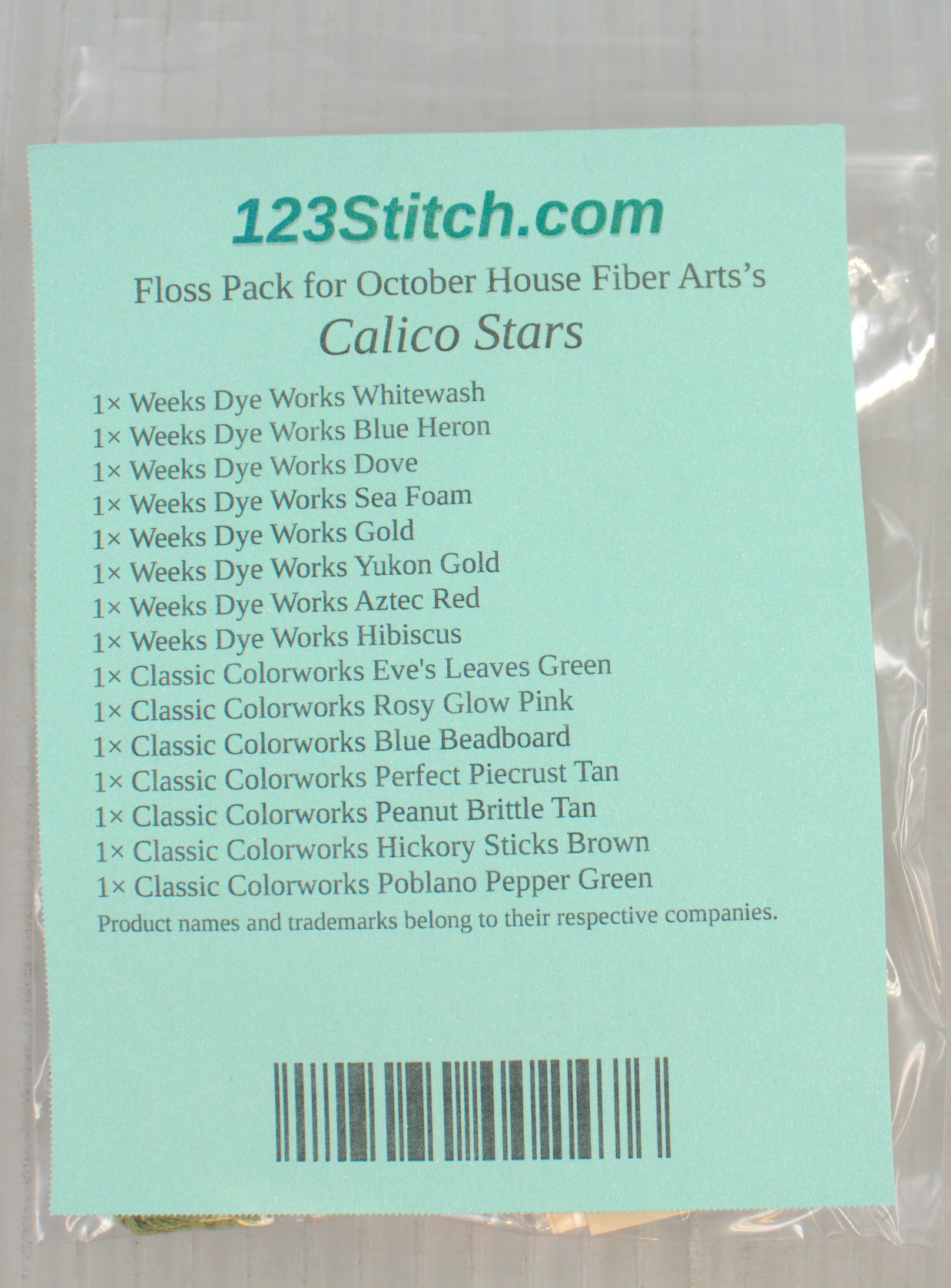 Floss Pack for "Calico Stars", zoomed in. Select this picture to zoom back out.
