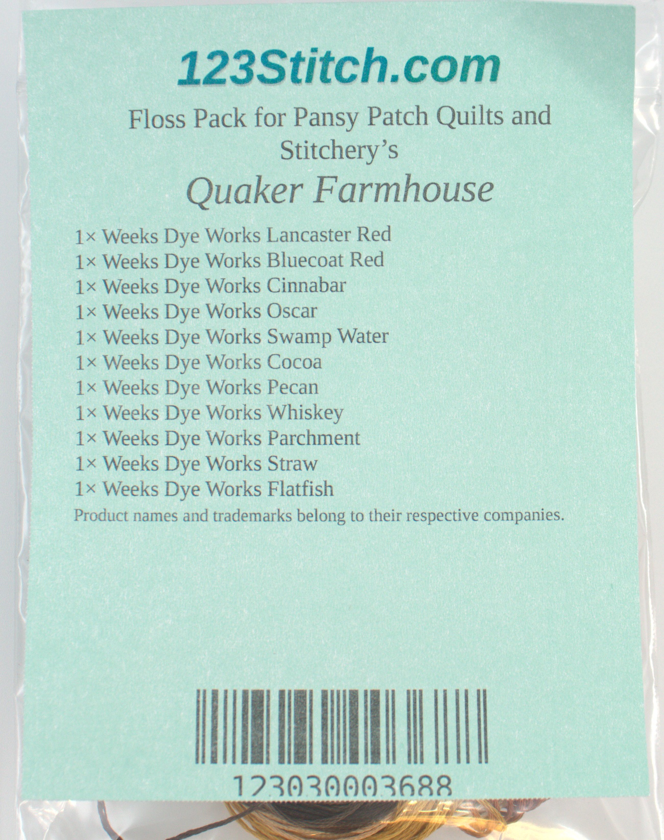 Floss Pack for "Quaker Farmhouse", zoomed in. Select this picture to zoom back out.