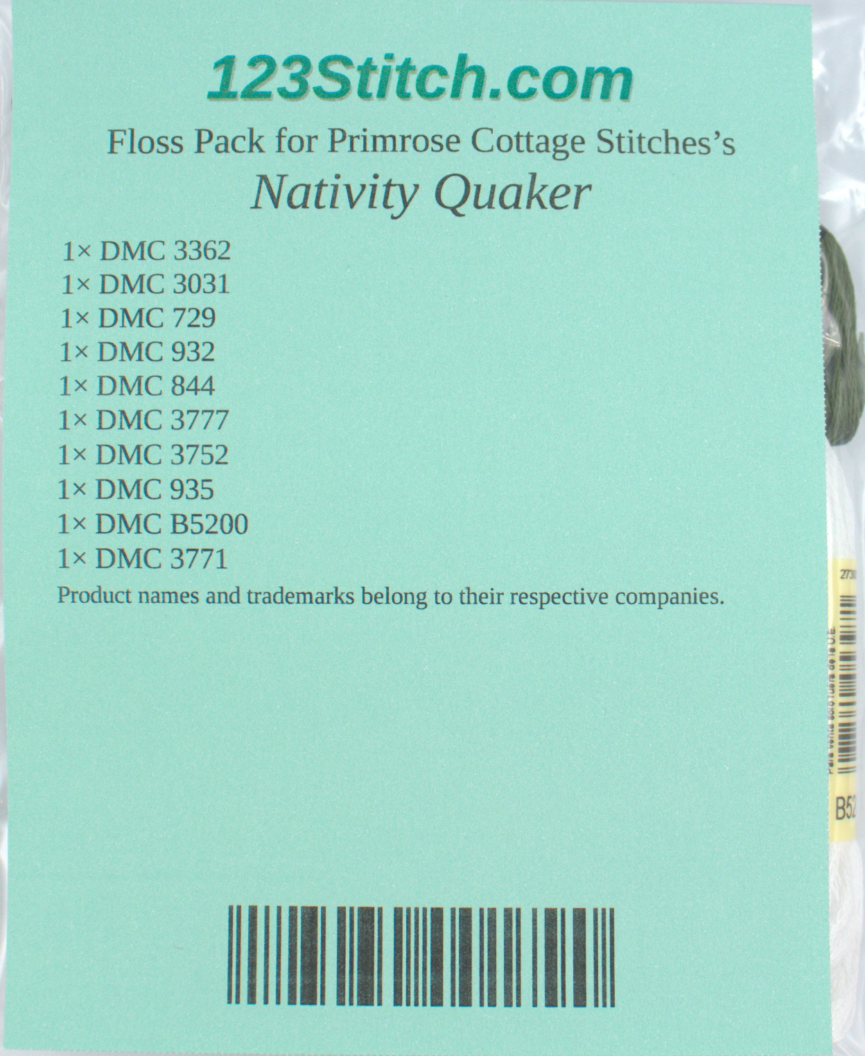 Floss Pack for "Nativity Quaker", zoomed in. Select this picture to zoom back out.