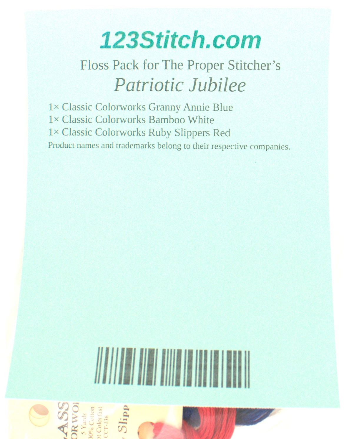 Floss Pack for "Patriotic Jubilee", zoomed in. Select this picture to zoom back out.