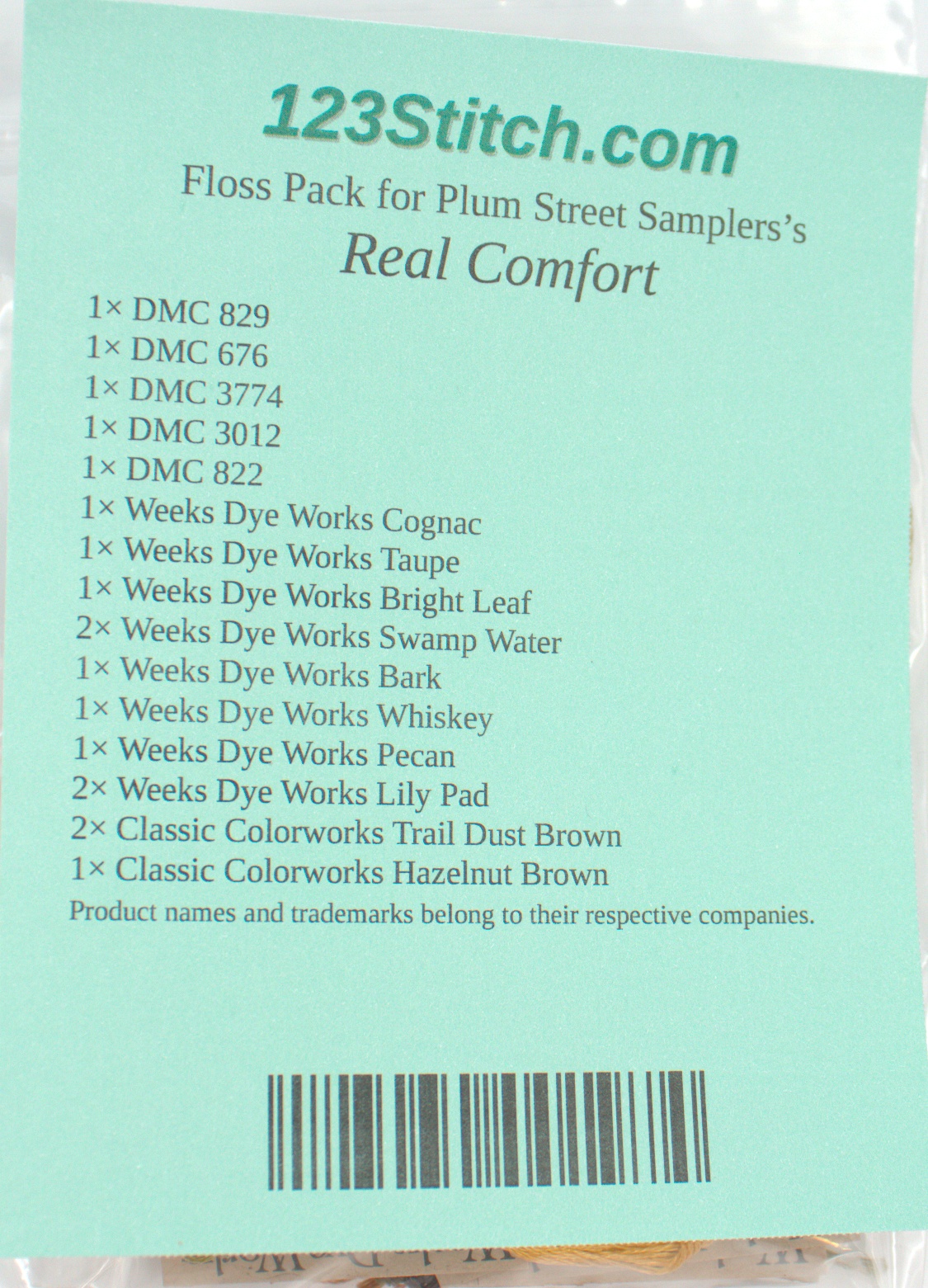 Floss Pack for "Real Comfort", zoomed in. Select this picture to zoom back out.