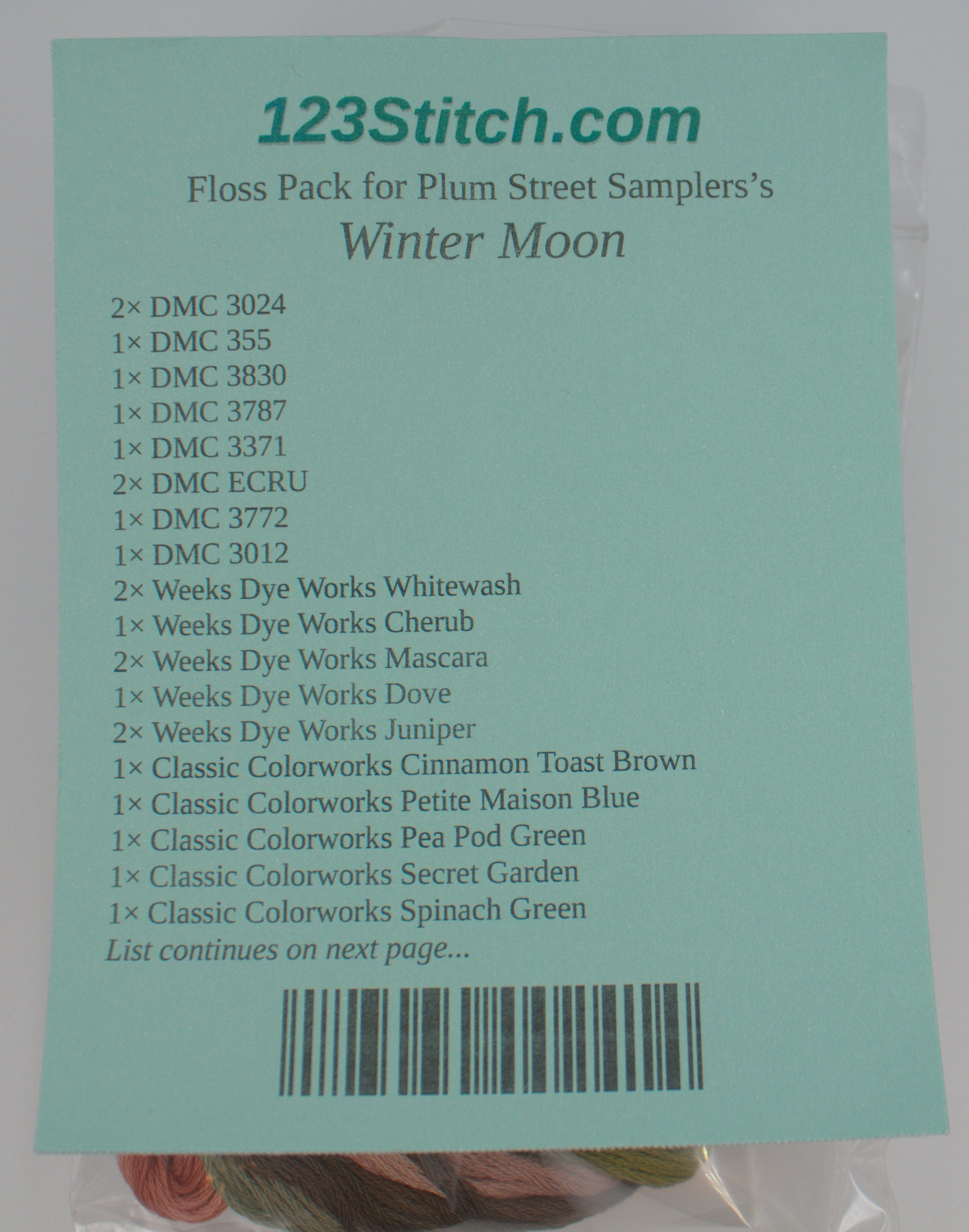 Floss Pack for "Winter Moon", zoomed in. Select this picture to zoom back out.