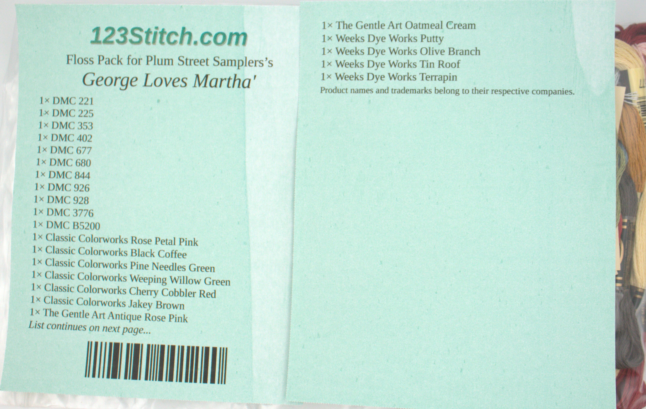 Floss Pack for "George Loves Martha'"