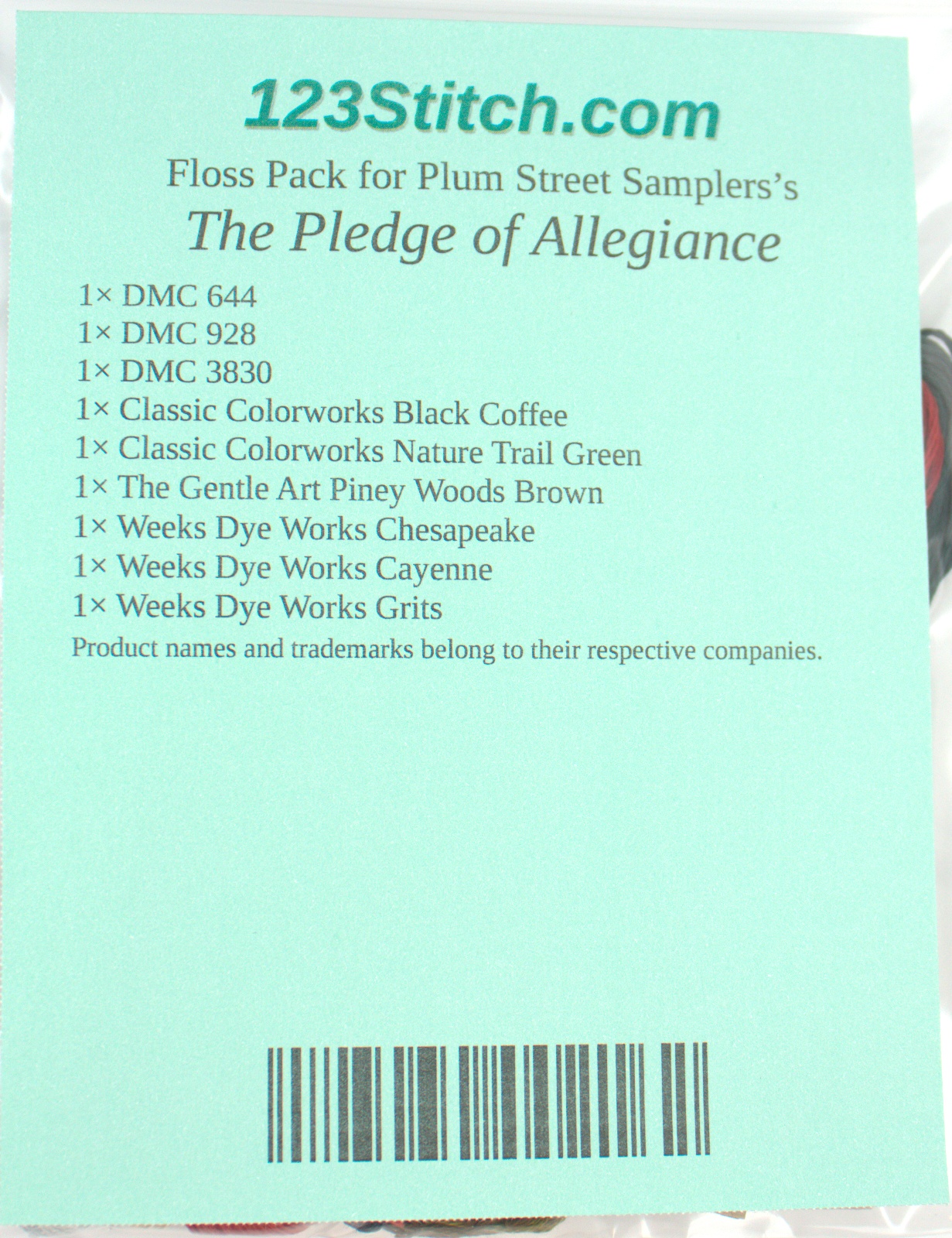 Floss Pack for "The Pledge of Allegiance", zoomed in. Select this picture to zoom back out.