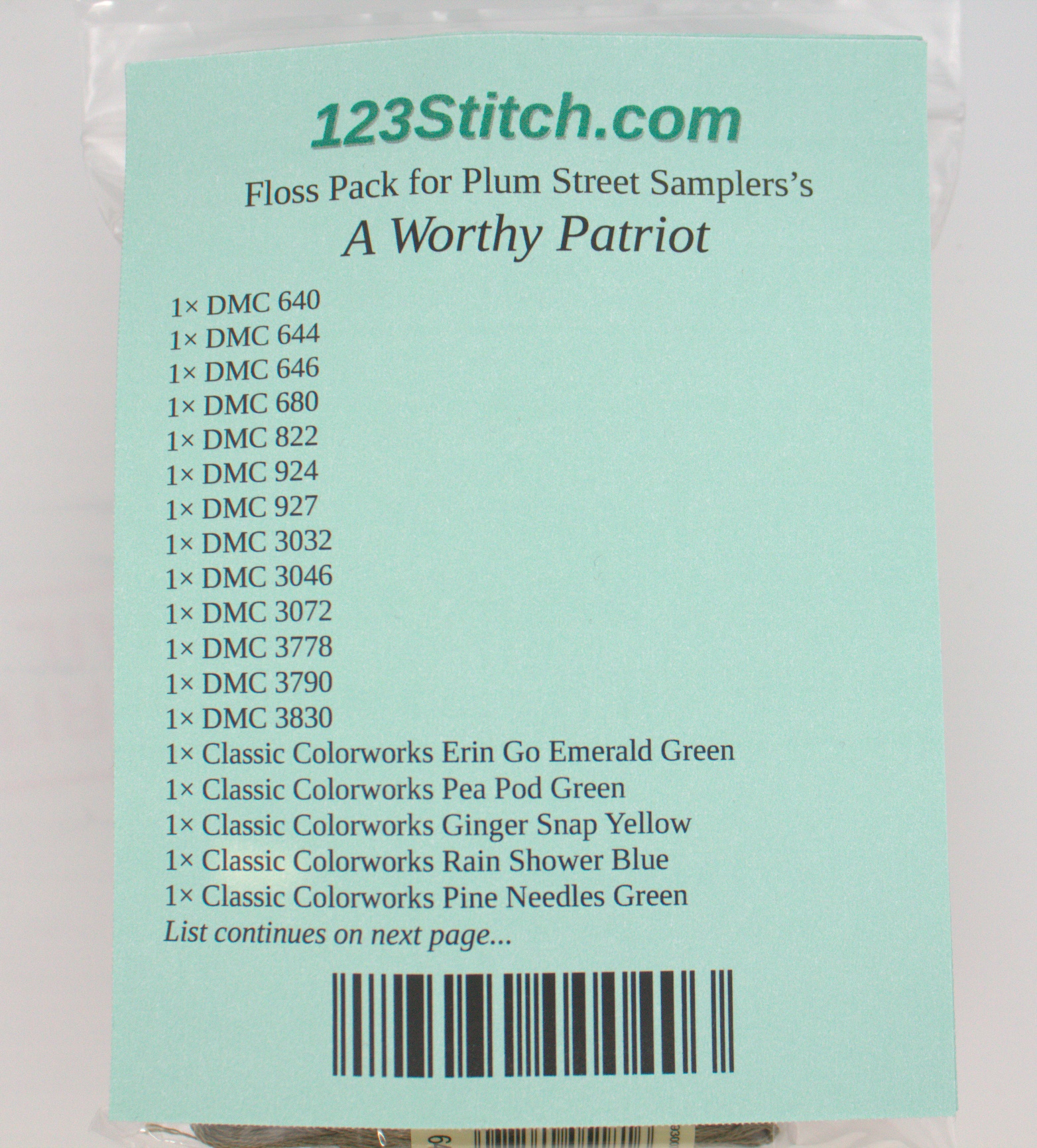 Floss Pack for "A Worthy Patriot"