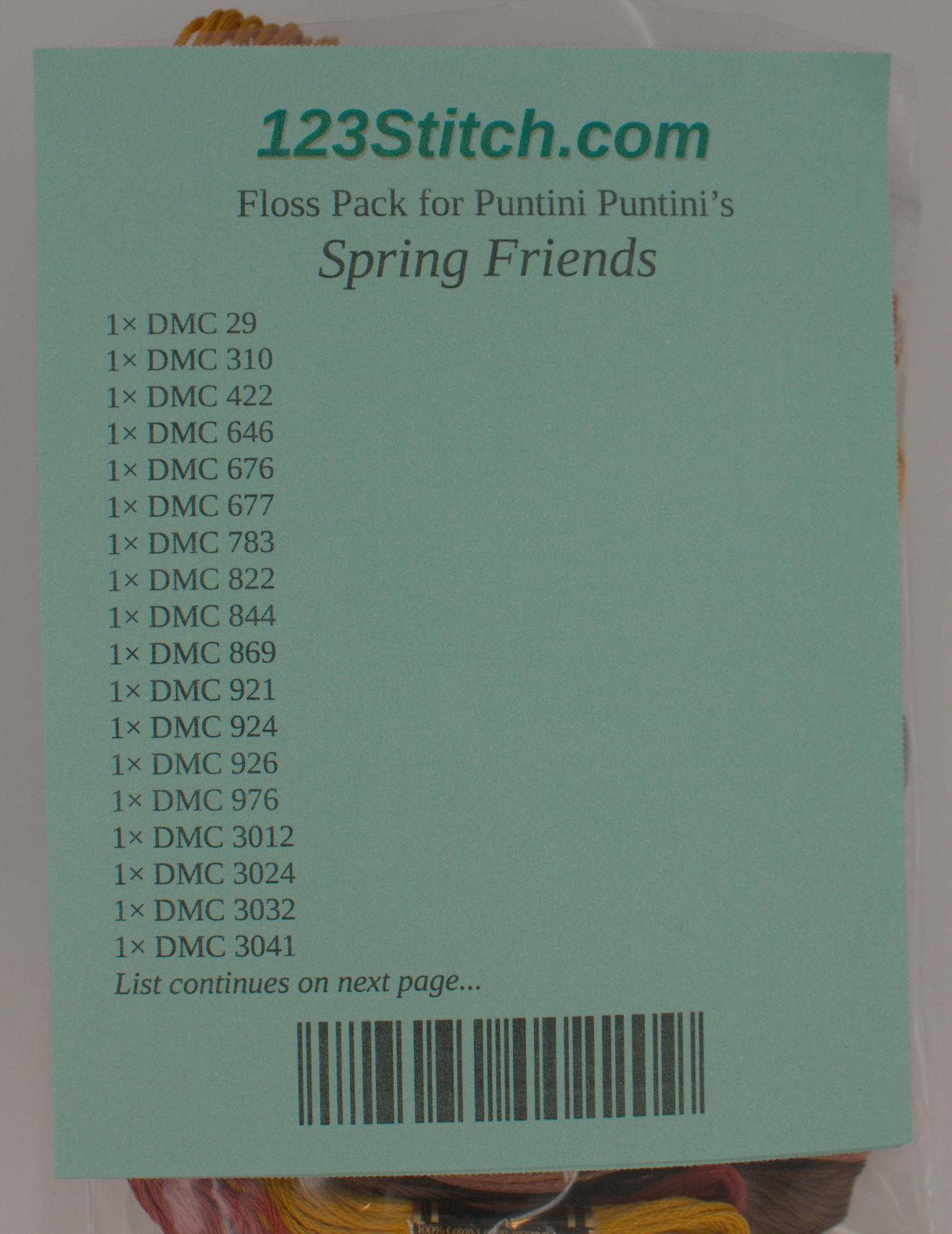 Floss Pack for "Spring Friends", zoomed in. Select this picture to zoom back out.