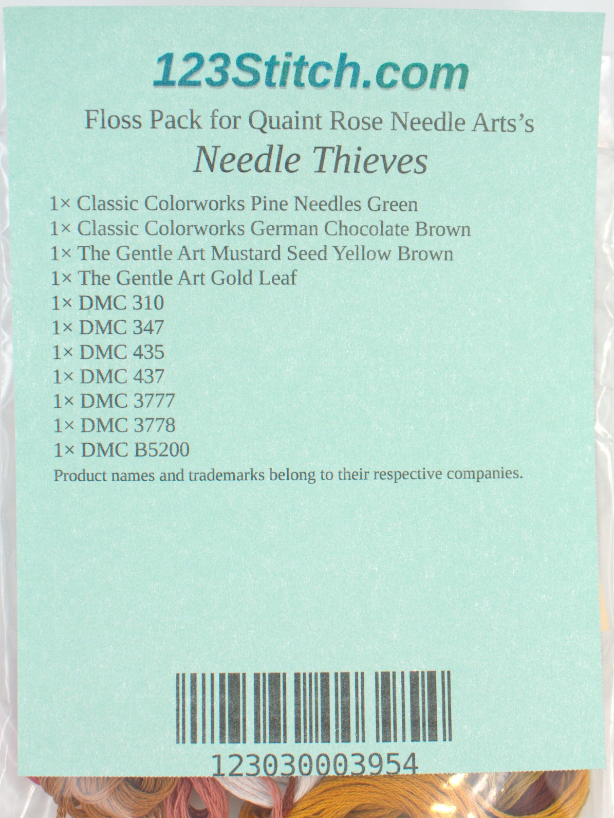 Floss Pack for "Needle Thieves", zoomed in. Select this picture to zoom back out.