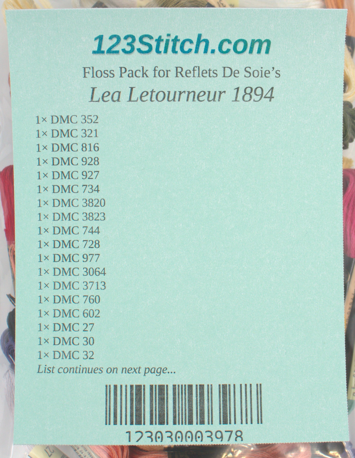 Floss Pack for "Lea Letourneur 1894", zoomed in. Select this picture to zoom back out.